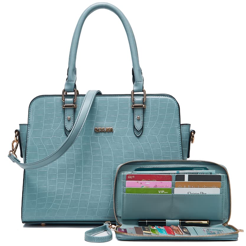 Stylish Qiyuer Women's Satchel Purse with Top Handle & Wallet Set - 2-Piece Work Tote Bag for Office, Travel & Everyday Use