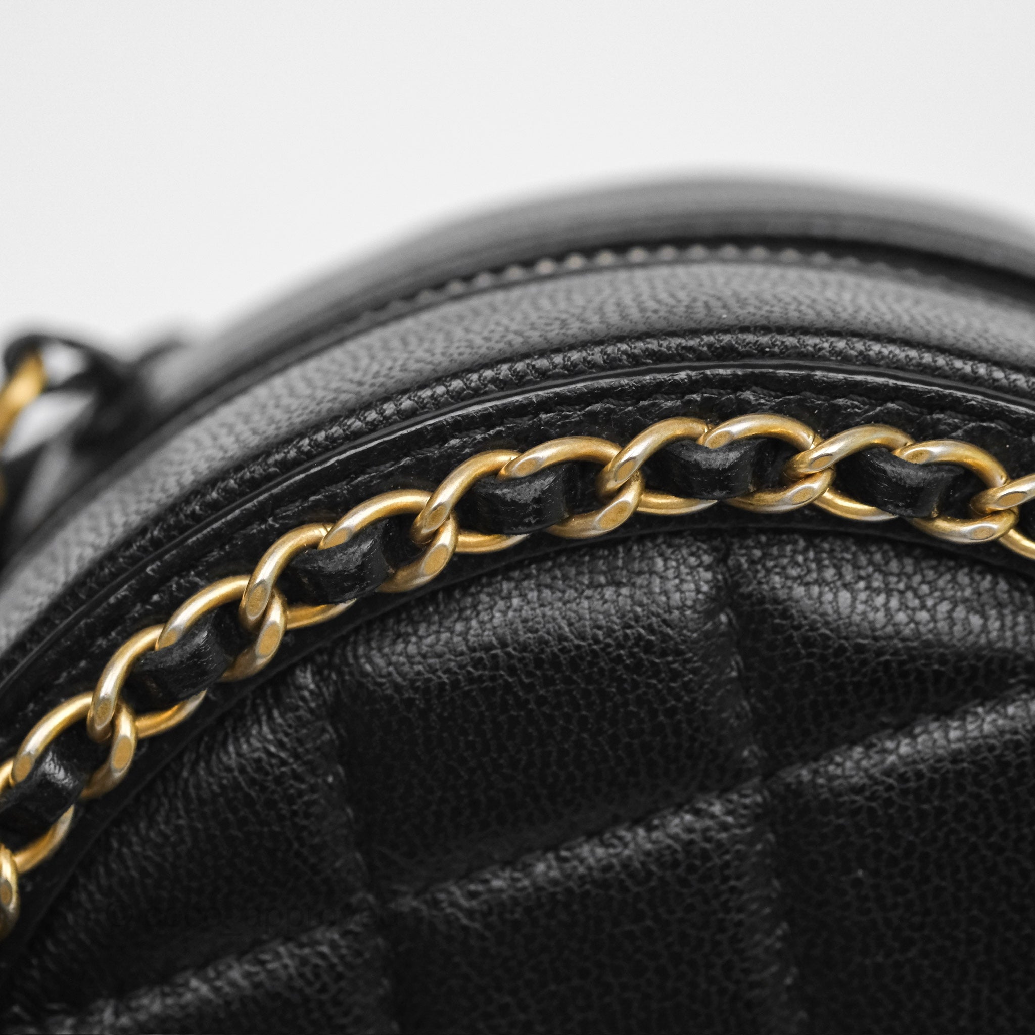Chanel Black Lambskin Chained Round Filigree Clutch with Gold Hardware - Elegant Evening Bag for Parties, Weddings & Special Occasions