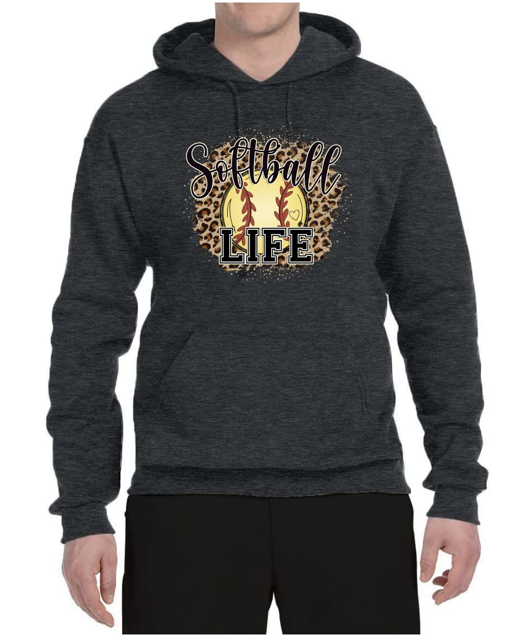 Wild Bobby Softball Life Animal Print Graphic Hoodie - Unisex Sports Sweatshirt for Girls & Boys - Perfect for Baseball Games, Team Spirit & Casual Wear