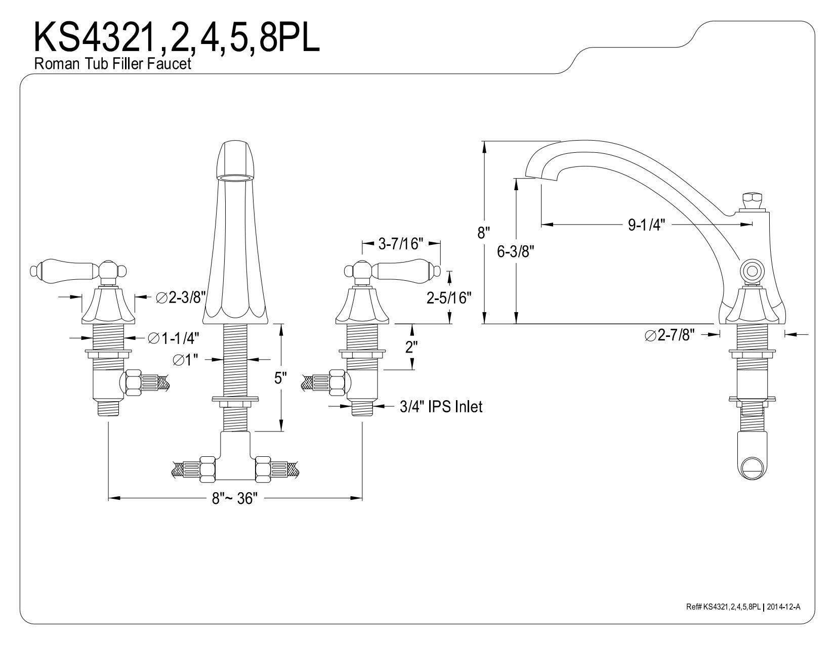 Kingston Brass KS4328PL Metropolitan Roman Tub Filler with Porcelain Lever Handle in Brushed Nickel - Luxury Bathroom Faucet for Freestanding & Clawfoot Tubs, Perfect for Spa & Master Bathroom Renovations