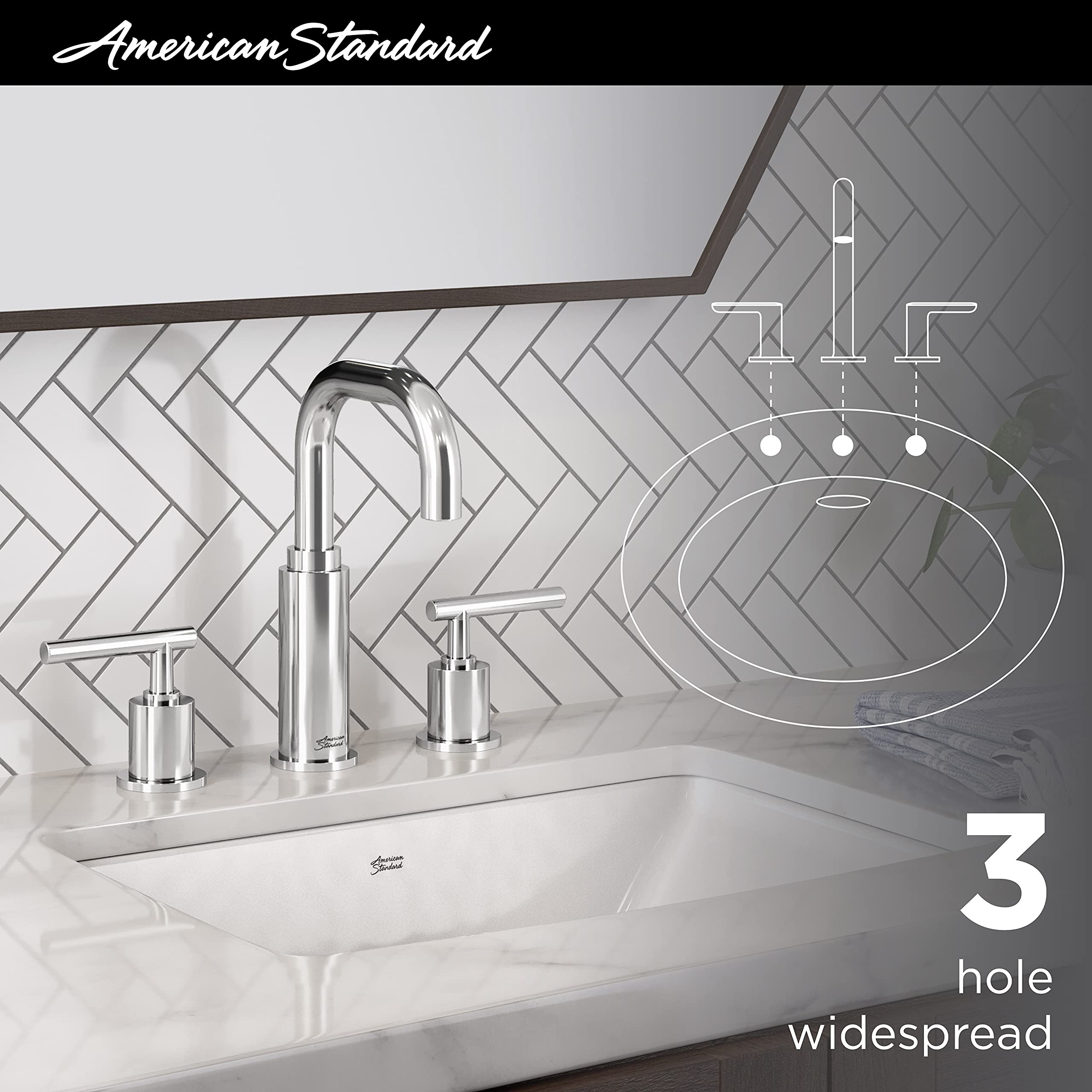 American Standard 2064831.002 Serin Widespread High-Arc Bathroom Sink Faucet with Metal Pop-Up Drain, Polished Chrome - Perfect for Modern Bathroom Vanities and Powder Rooms