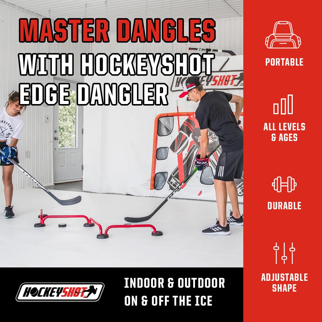 HockeyShot Edge Dangler - Professional Hockey Stick Handling Trainer | Lightweight & Portable Hockey Training Equipment | Customizable for On-Ice & Off-Ice Practice | Perfect for Home, Rink & Backyard Drills