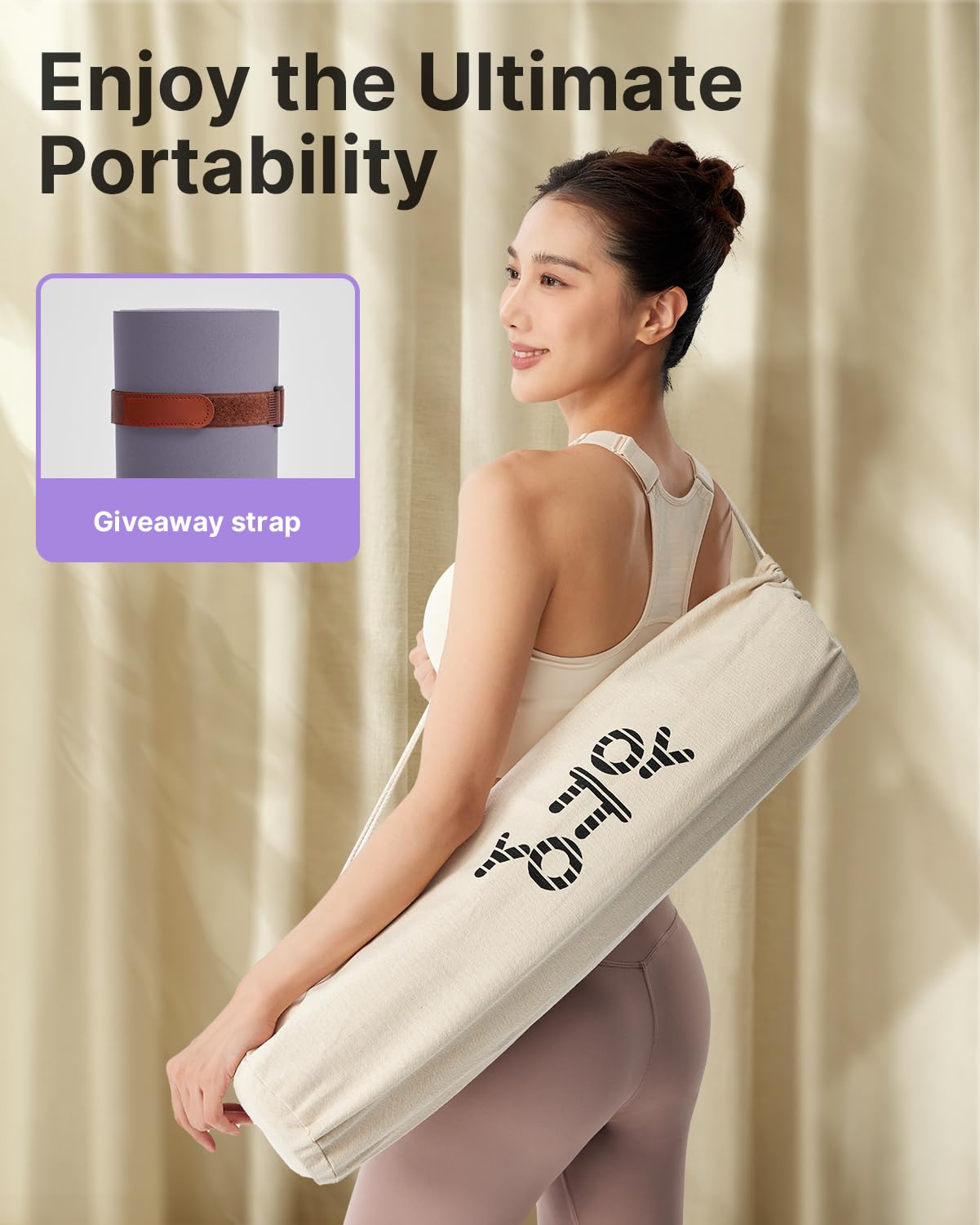 YOTTOY Non-Slip Hot Yoga Mat - Eco-Friendly Natural Rubber with Anti-Tear Design, Includes Carrying Strap & Storage Bag - Perfect for Hot Yoga, Pilates & Home Workouts
