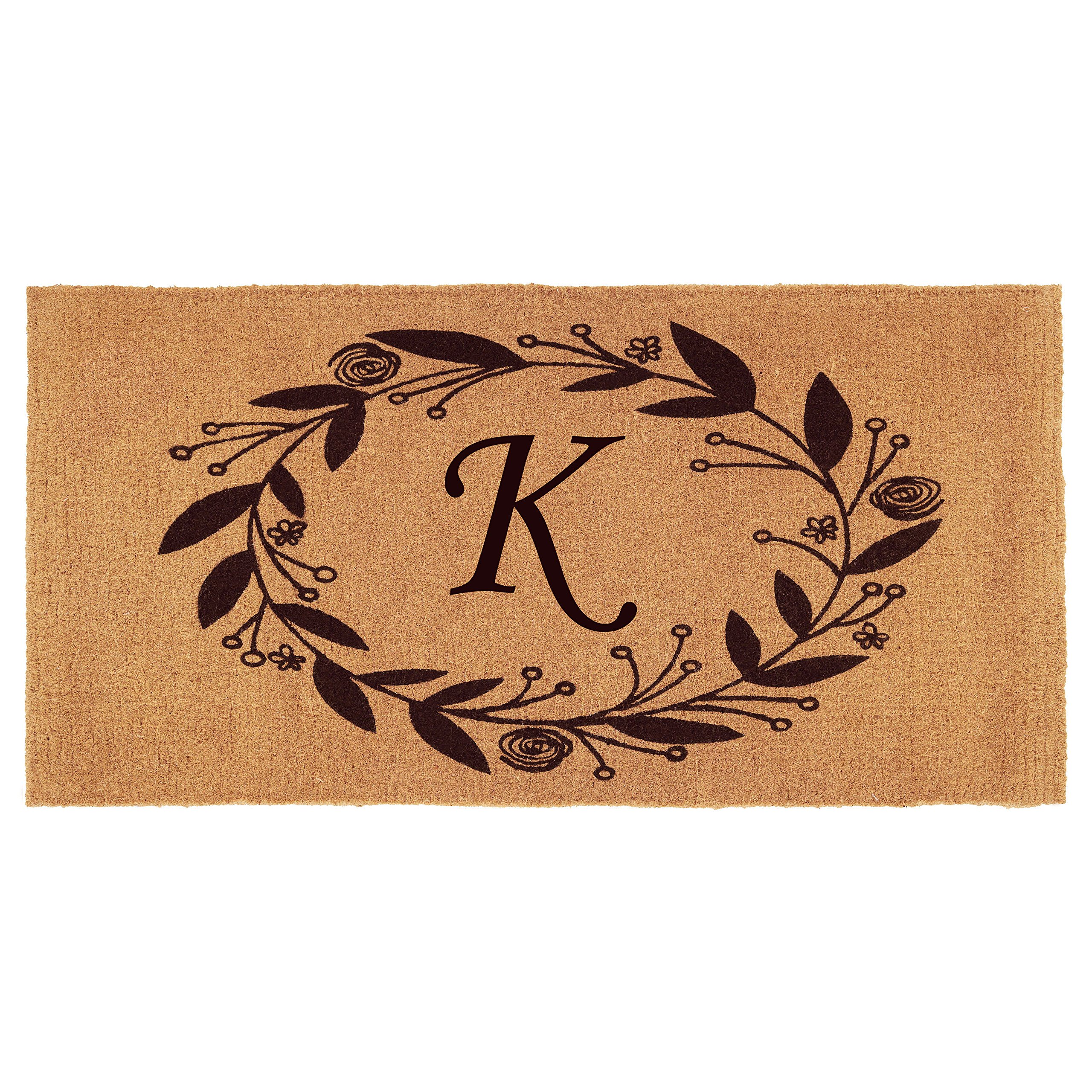 Black Rose Doormat 3x6 Feet - Natural Coir & Black Rubber Backing - Non-Slip Welcome Mat for Front Door - Perfect for Home, Porch, Entryway & Outdoor Use (Letter K Design)