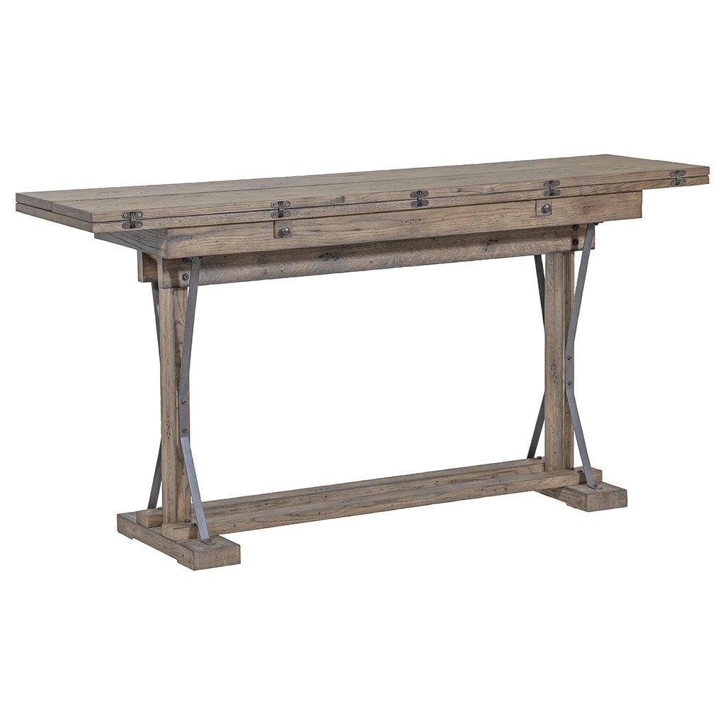 Arcadian Flip Top Console Table - Burnished Oak & White Oak Solid Wood Entryway Table for Living Room, Hallway, or Foyer Decor