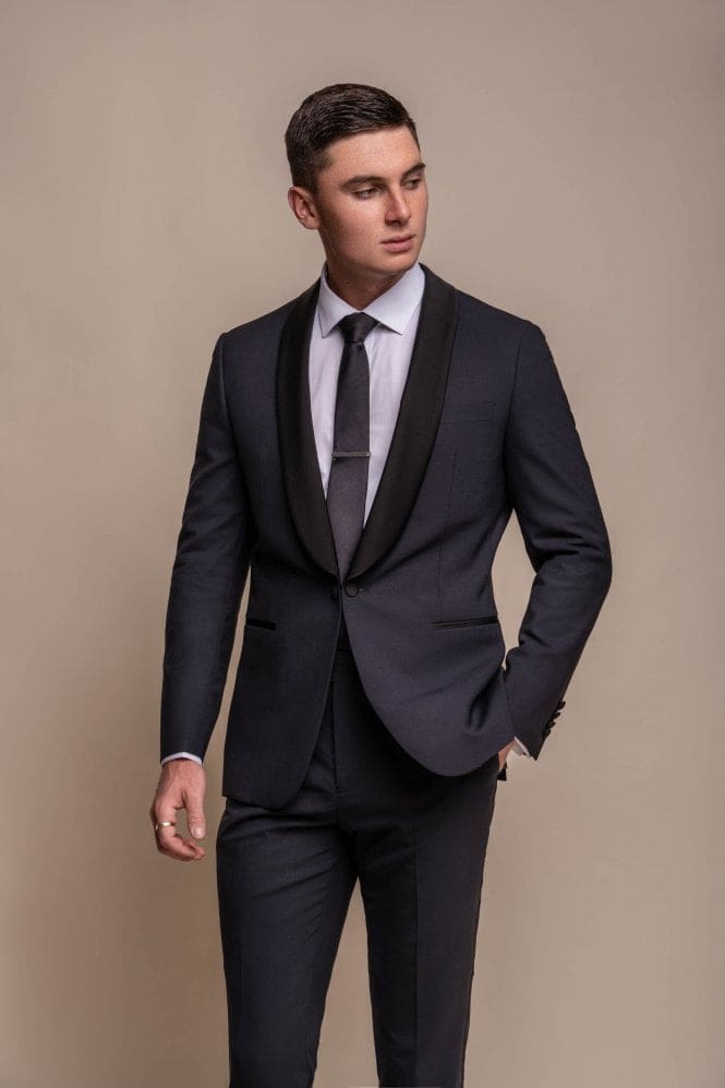 Cavani Aspen Men's Navy Blazer Slim Fit Single Breasted Suit Jacket for Business, Wedding & Formal Events