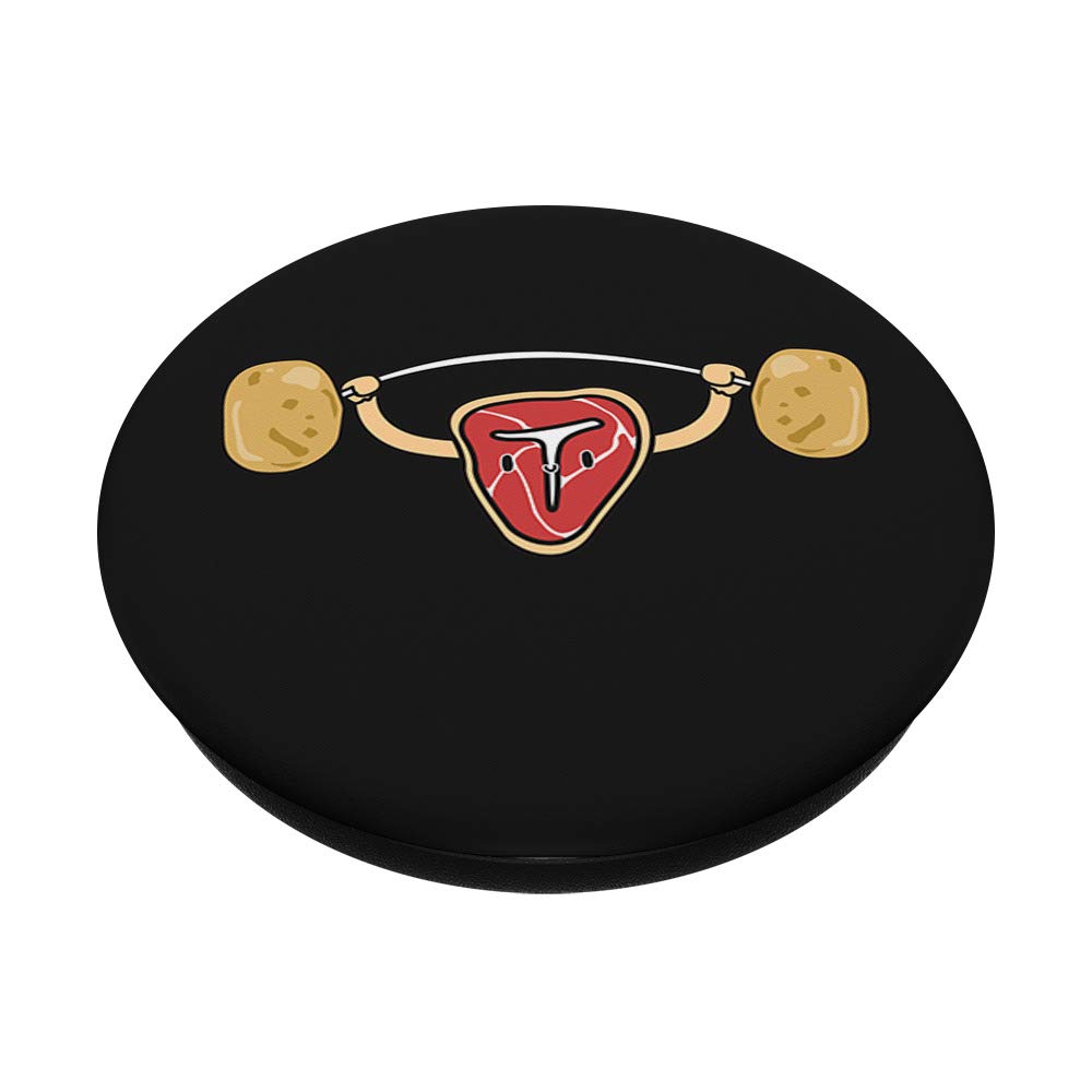 Funny Steak Lifting Potatoes Food Snatch Squat Barbell Gym PopSockets - Swappable PopGrip for Fitness Enthusiasts & Gym Lovers - Perfect for Phones, Tablets & Workout Motivation