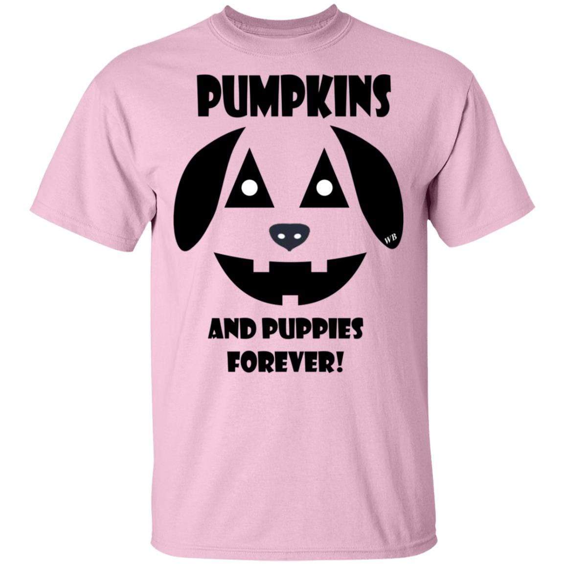 WineyBitches.Co Pumpkins And Puppies Forever Halloween Cotton T-Shirt - Cute Fall Graphic Tee for Women, Halloween Party Outfit, Dog Lover Gift