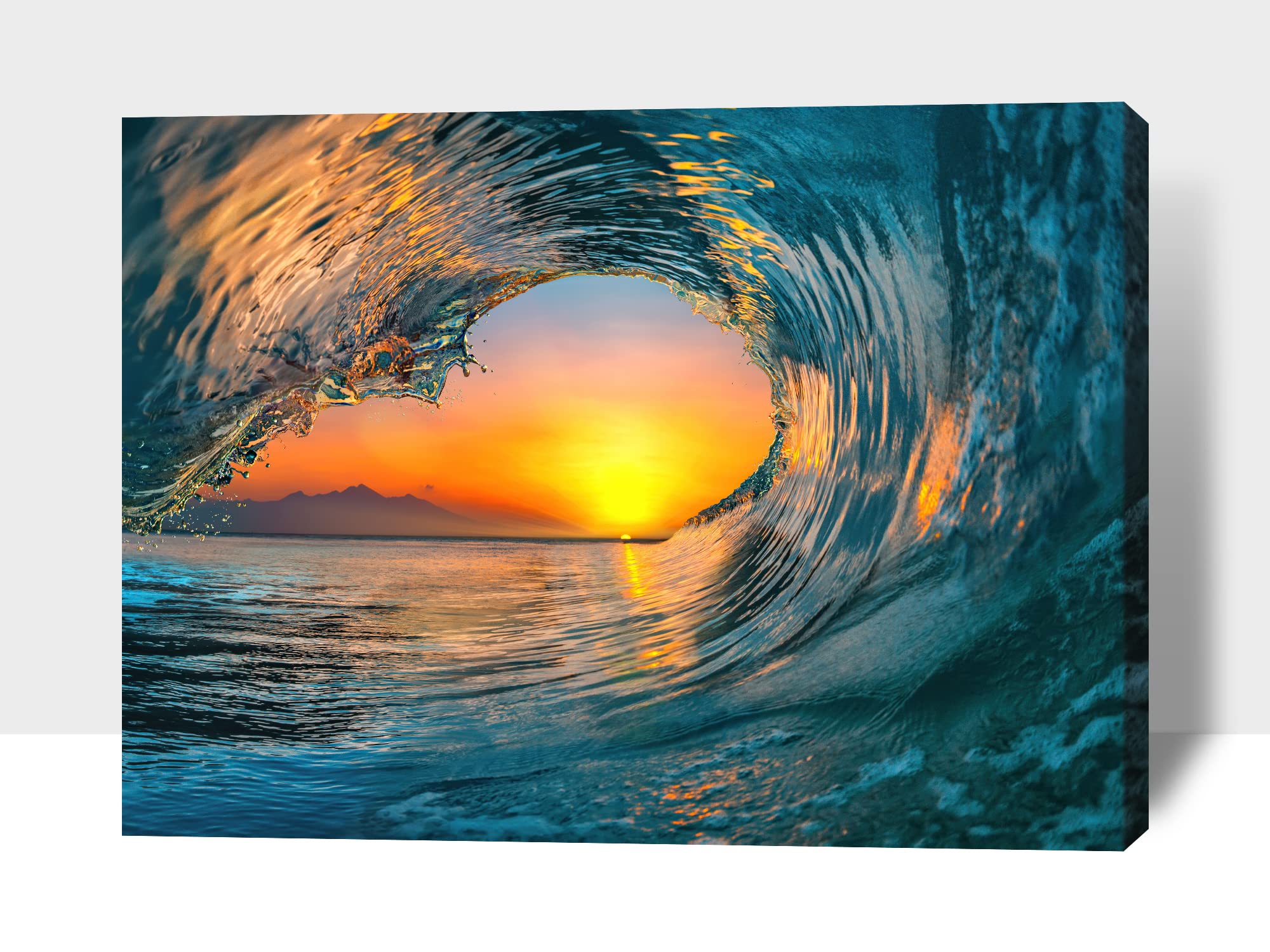 Ocean Wave Canvas Wall Art - 32x48 Inches Beach Themed Bathroom Decor, Coastal Living Room & Bedroom Pictures | Perfect for Nautical Home Decor, Vacation House Style & Seaside Interior Design