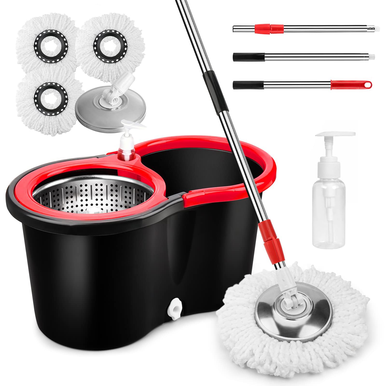 360° Spin Mop and Bucket Set with Wringer - 3 Microfiber Refills for Wet & Dry Floor Cleaning | Home & Kitchen Cleaning System | Perfect for Hardwood, Tile & Laminate Floors