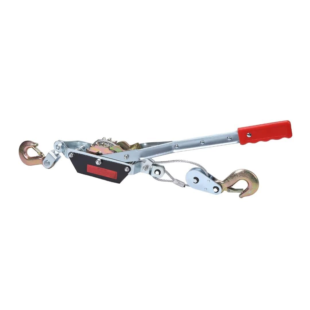 GARVEE 2 Ton Heavy Duty Power Puller Winch with Dual Hooks - 4,400 lb Capacity (Silver) - Ideal for Vehicle Recovery, Construction & Off-Road Use