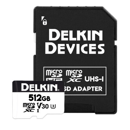 Delkin Devices 512GB Hyperspeed UHS-I microSDXC Memory Card with SD Adapter - High Performance Storage for 4K Cameras, Drones, Gaming & Mobile Devices