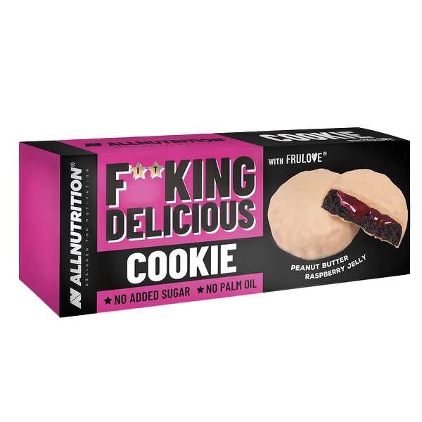 Allnutrition Fitking Delicious Peanut Butter Raspberry Jelly Protein Cookie 128g - High Protein Snack for Gym, Work & On-the-Go Energy Boost