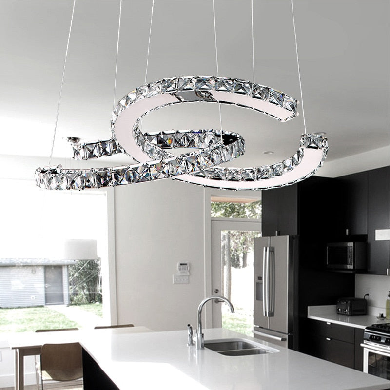 Premium Crystal Loops Chandelier - Elegant Modern Lighting Fixture for Dining Room, Bedroom & Living Room Décor