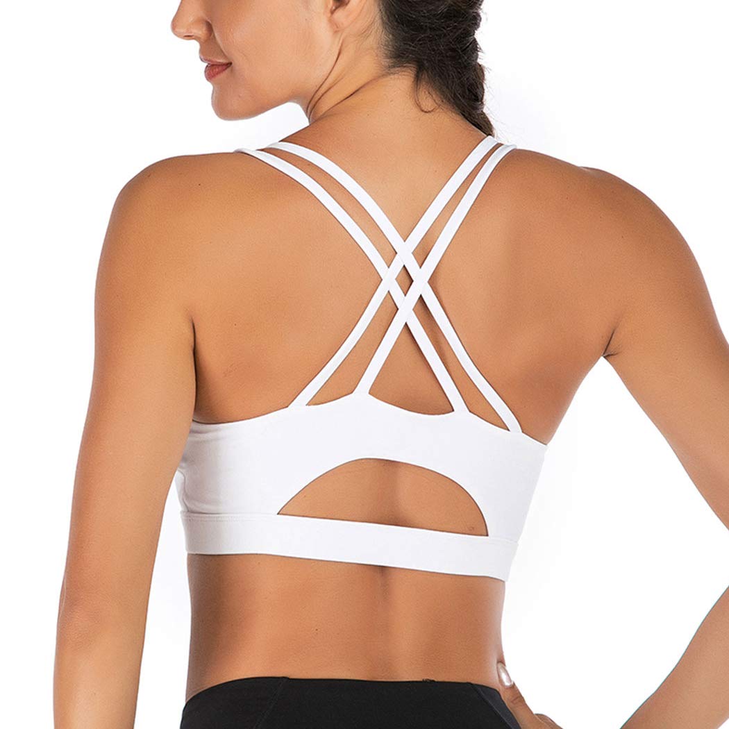 FLORATA Women's Padded Strappy Sports Bras - High Support Workout Tops for Yoga, Running, Gym & Fitness | Breathable Activewear for High-Intensity Training & Everyday Wear