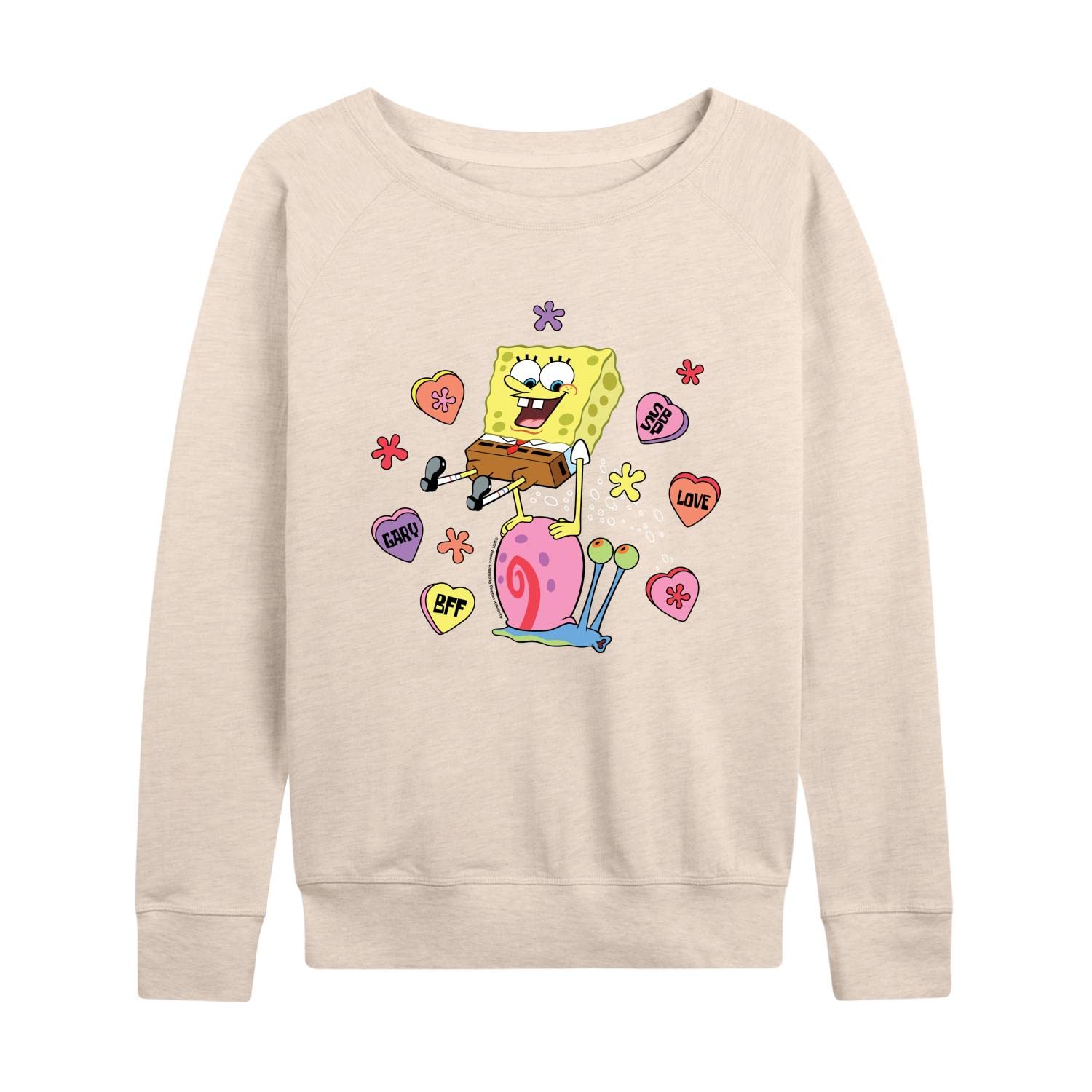SpongeBob SquarePants Valentine's Day Women's Lightweight French Terry Pullover Hoodie | Cute Cartoon Sweatshirt for Casual Wear & Gift Giving