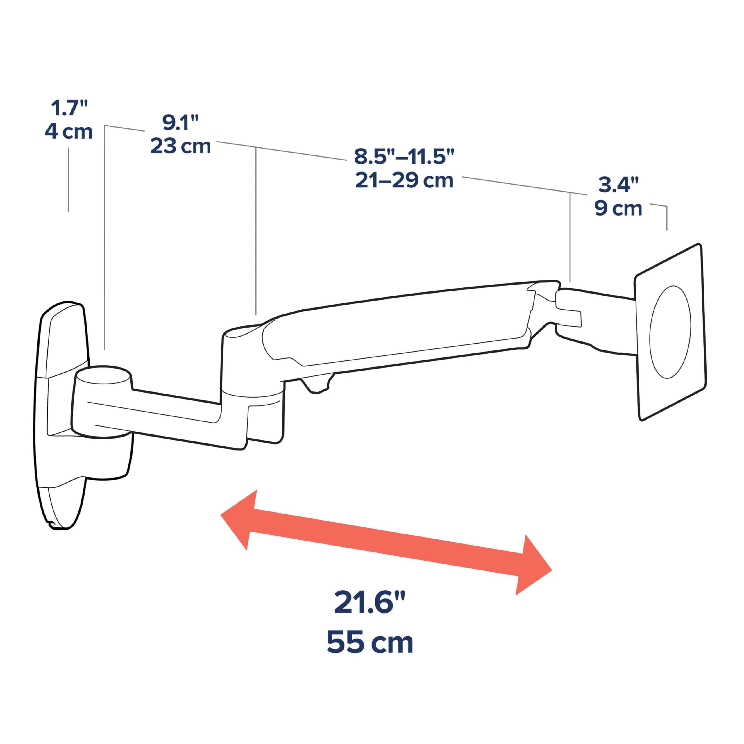 Ergotron LX Single Monitor Arm - VESA Wall Mount Bracket for 34 Inch Screens (7-25 lbs) - Adjustable Aluminum Stand for Home Office & Gaming Setup