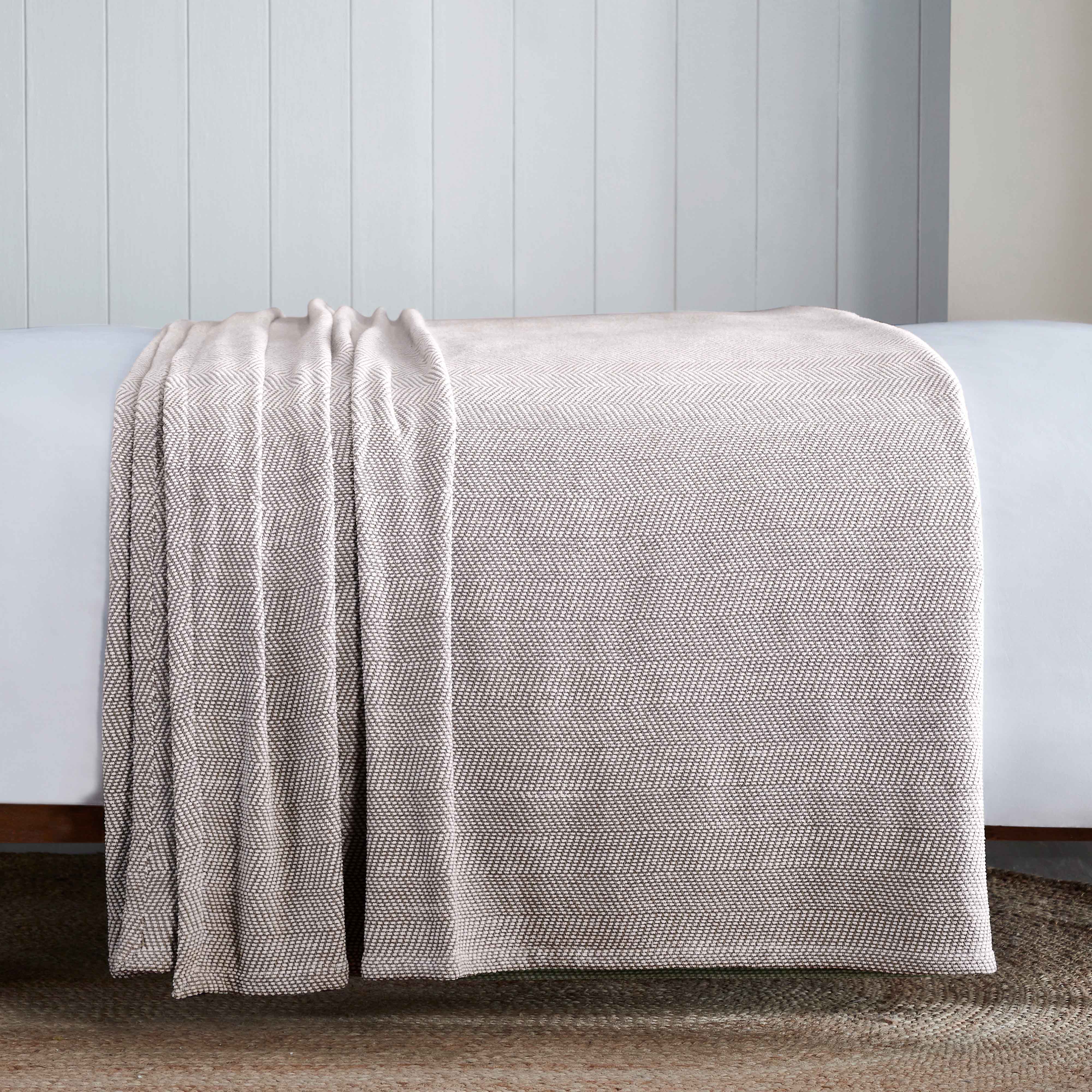 Premium Maya Chenille Herringbone Cotton Blanket - Medium Weight Soft Throw for Bed, Sofa & Couch - Cozy Home Decor for All Seasons