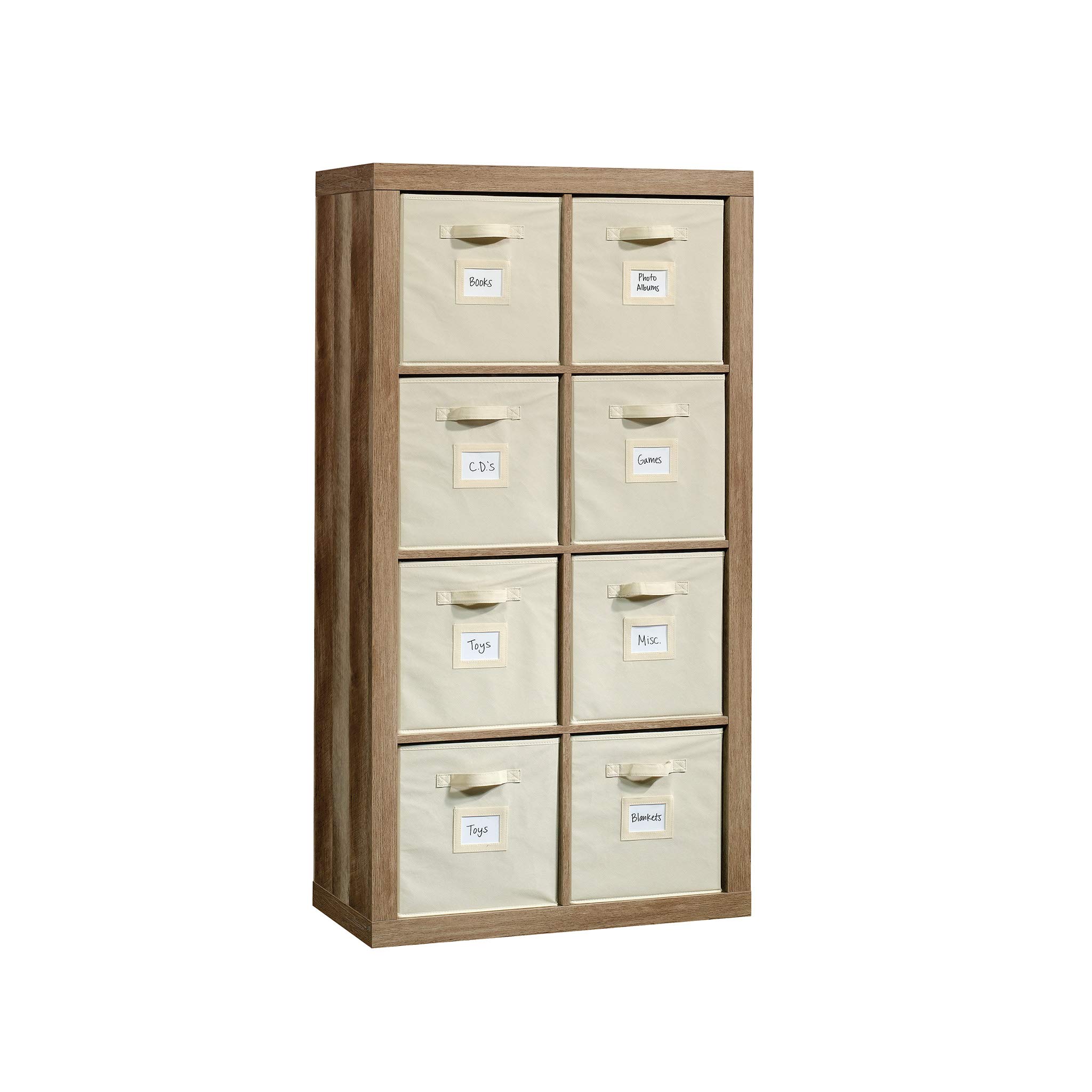 Sauder Stow-Away 8-Cube Organizer - Versatile Storage Shelf for Home & Office - Cube Bookshelf with Lintel Oak Finish - Perfect for Living Room, Bedroom, or Kids Room Organization
