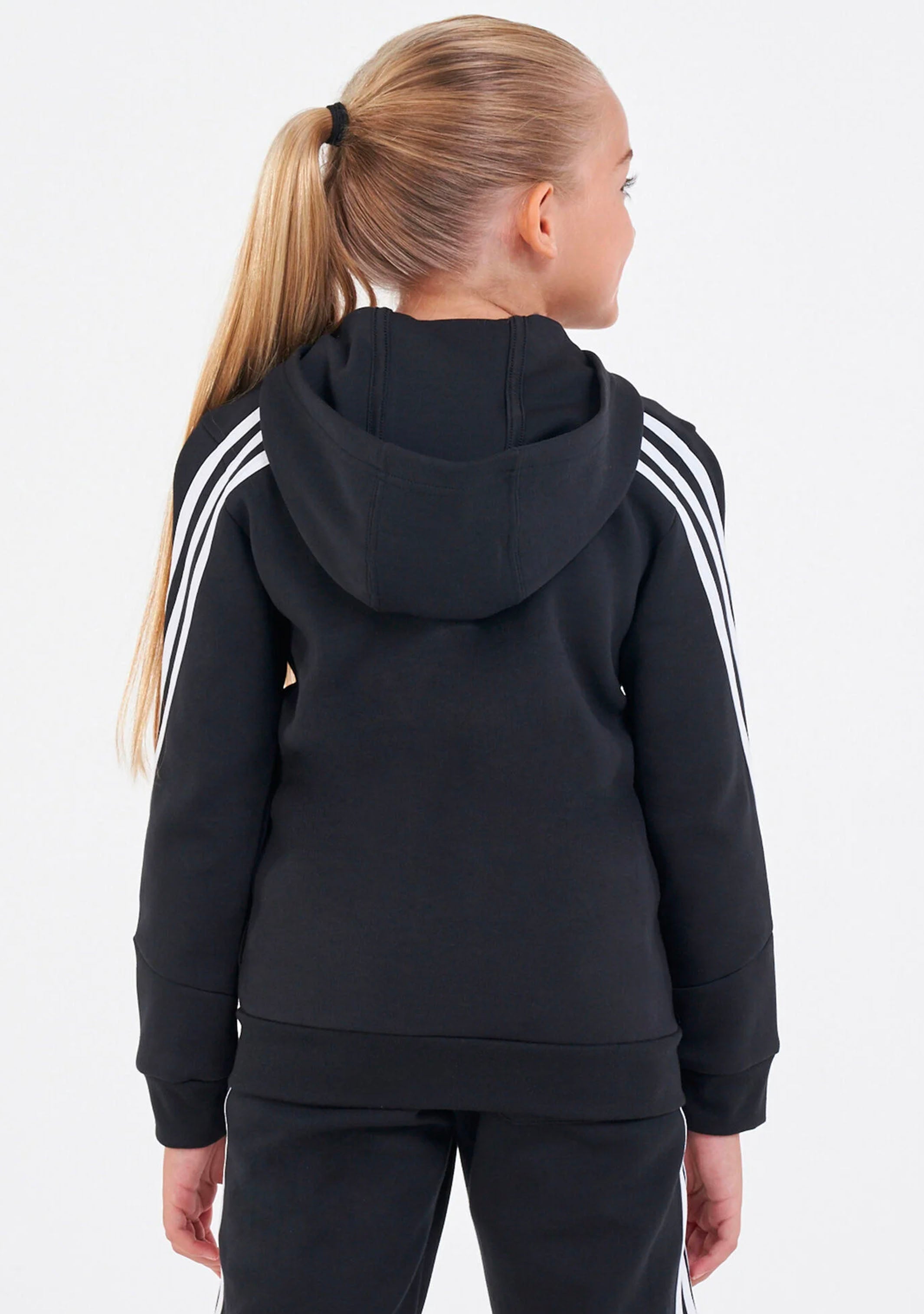 Adidas Girls Essentials 3-Stripe Full Zip Hoodie - Soft Fleece Jacket for Kids, Casual Wear & School Outfits | Perfect for Playdates, Sports & Everyday Comfort