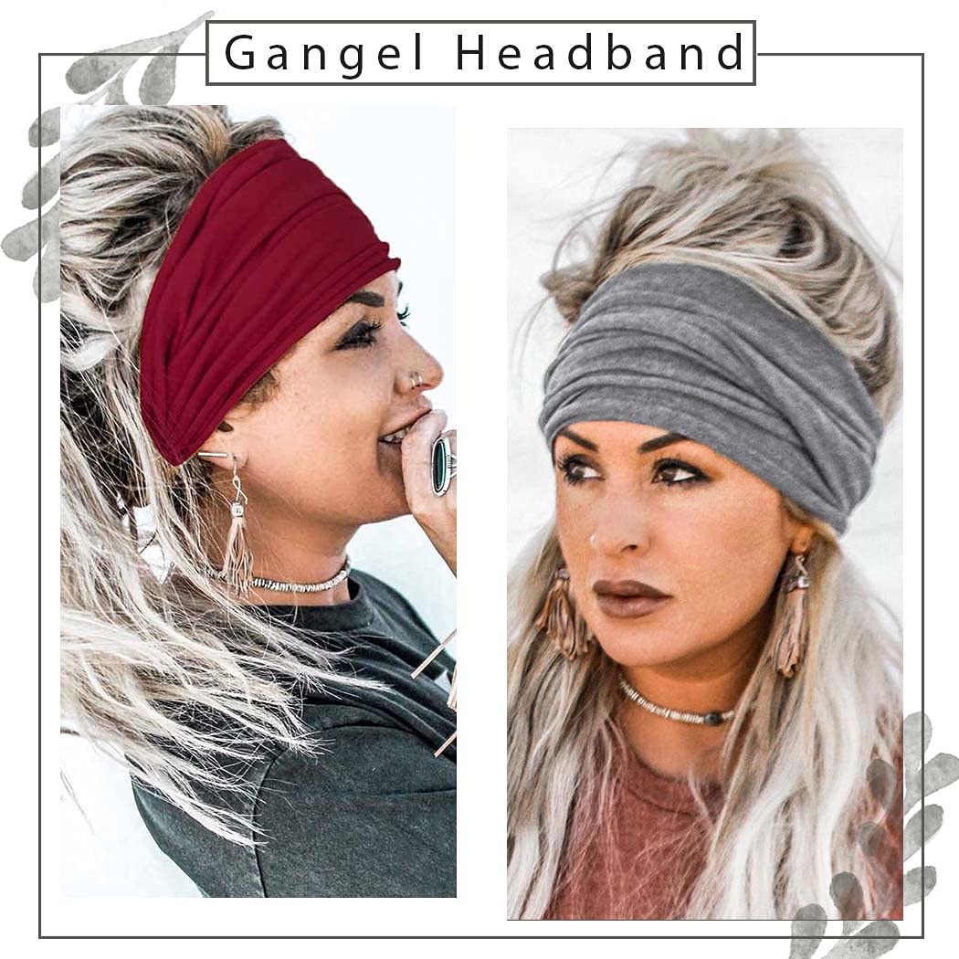 Boho Headbands for Women - 4 Pack Knotted Turban Head Wraps, Wide Cotton Hair Scarves for Yoga, Running & Workouts - Stylish Hair Accessories for Everyday Wear, Gym & Outdoor Activities