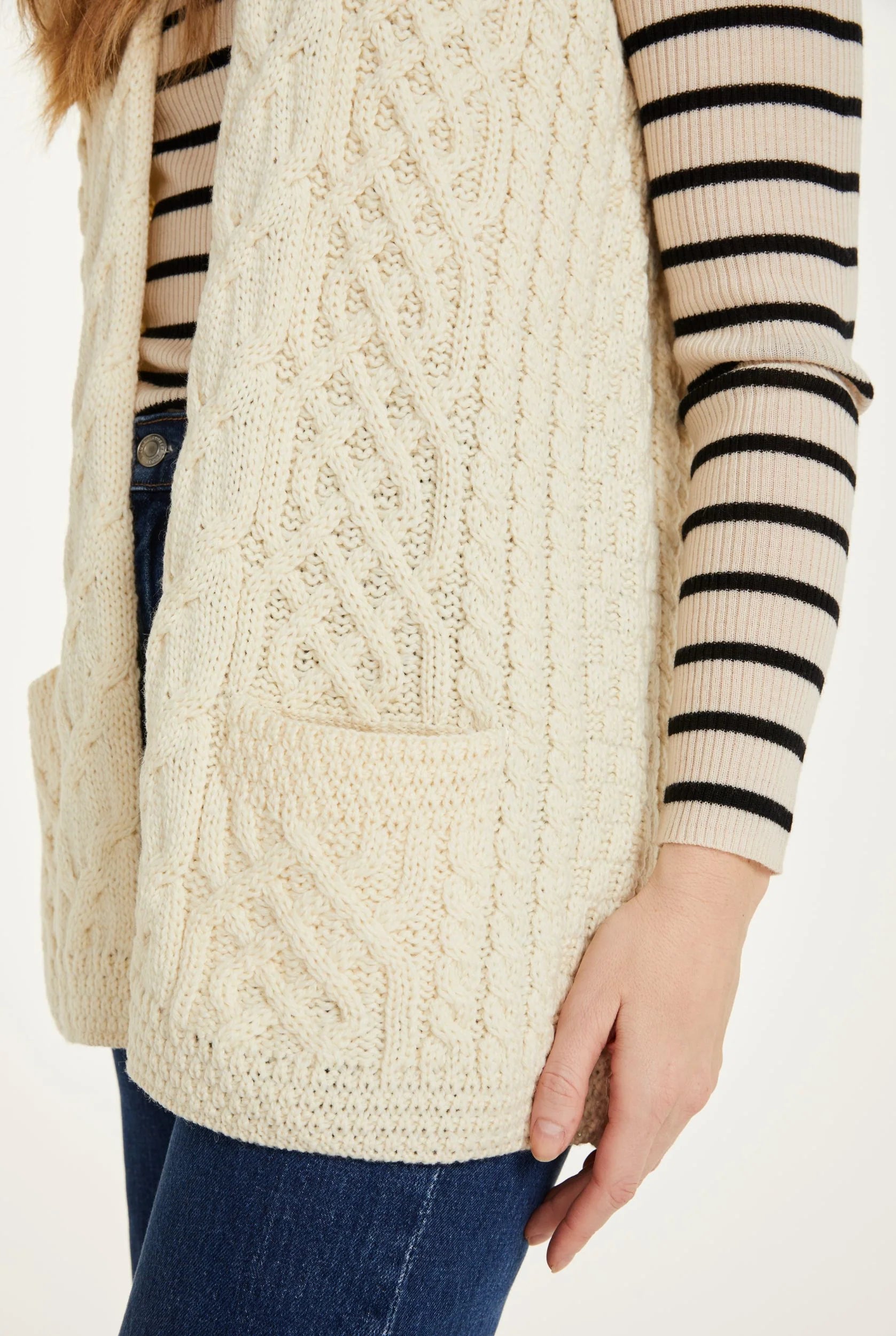 Caher Aran Celtic Gilet for Women - Natural Wool Vest | Warm & Stylish Outerwear for Fall, Winter & Outdoor Activities