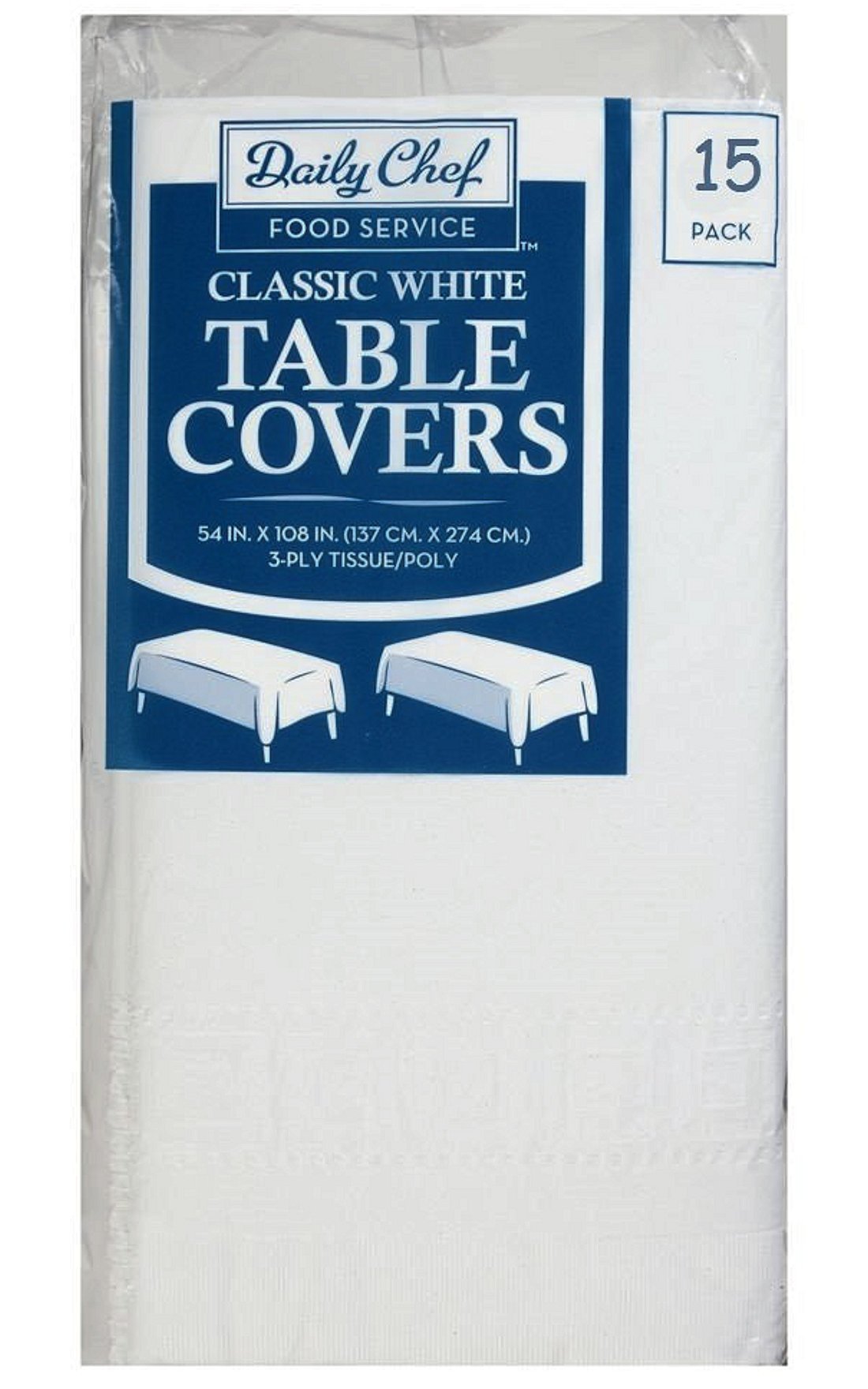 Premium 3-Ply White Tissue Paper Table Covers - Pack of 15 | Disposable Party Decorations for Weddings, Birthdays & Events