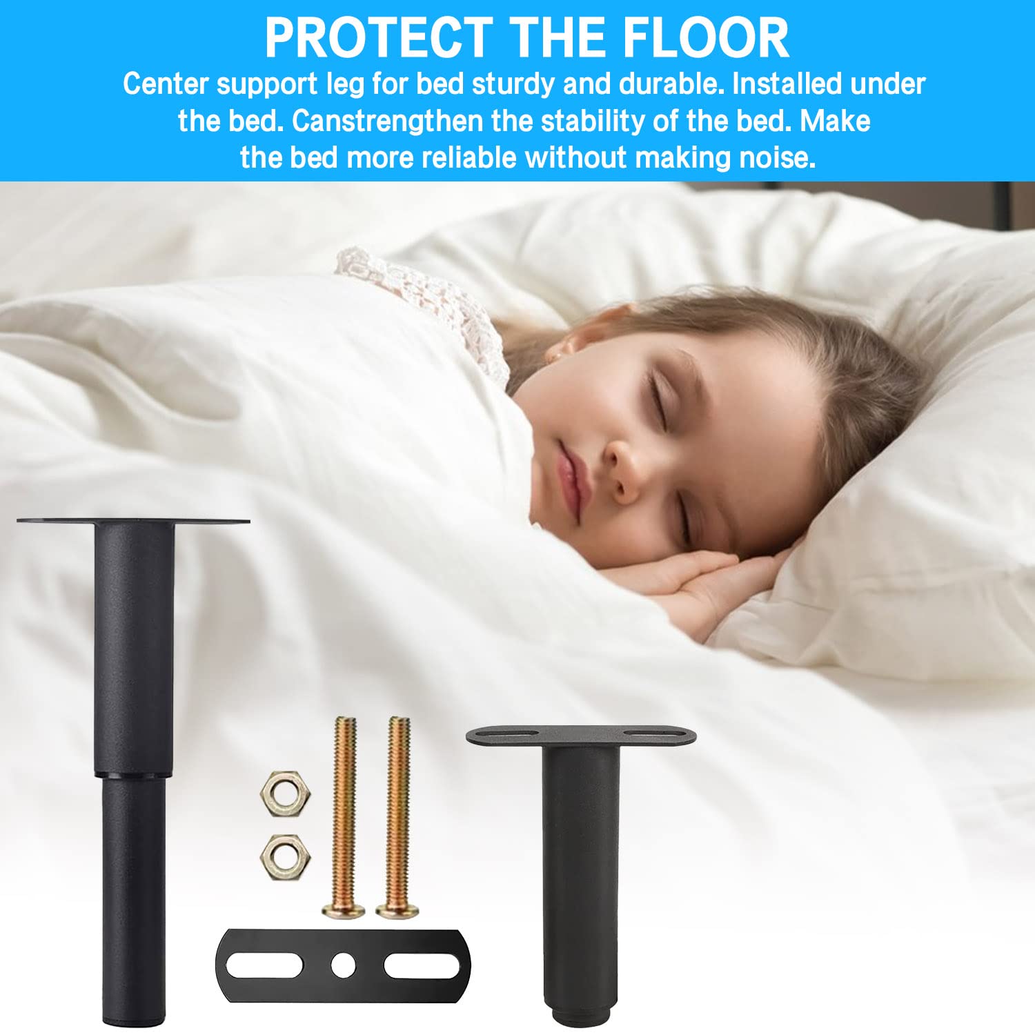 Universal Adjustable Bed Legs 2 Pack (18-34cm) - Heavy Duty Metal Furniture Feet for Beds, Sofas, TV Stands & Cabinets - Black Bed Frame Support Legs for Home & Office Use