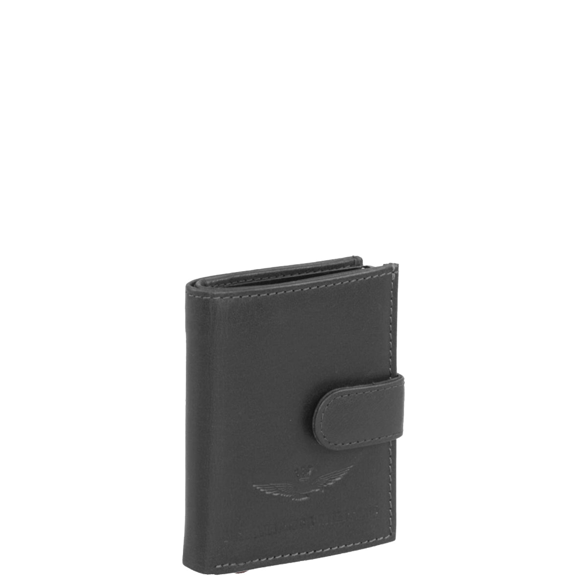 Aeronautica Militare New Eagle Compact Wallet AM245 Black - Slim RFID Blocking Leather Wallet for Men, Perfect for Travel & Everyday Use