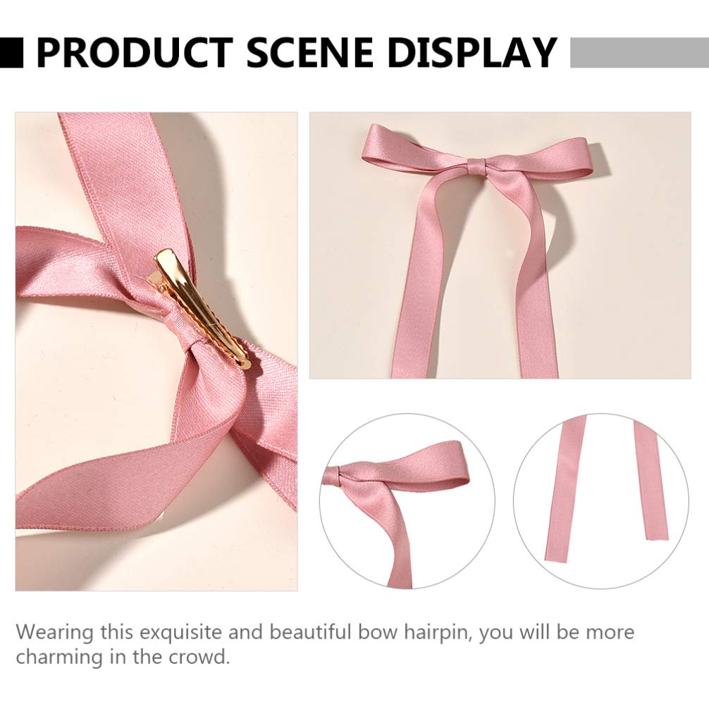 Beaupretty 2-Piece Long Ribbon Bow Hair Clips - Elegant Bowknot Barrettes for Women & Girls - Perfect for Weddings, Parties, Prom & Special Occasions