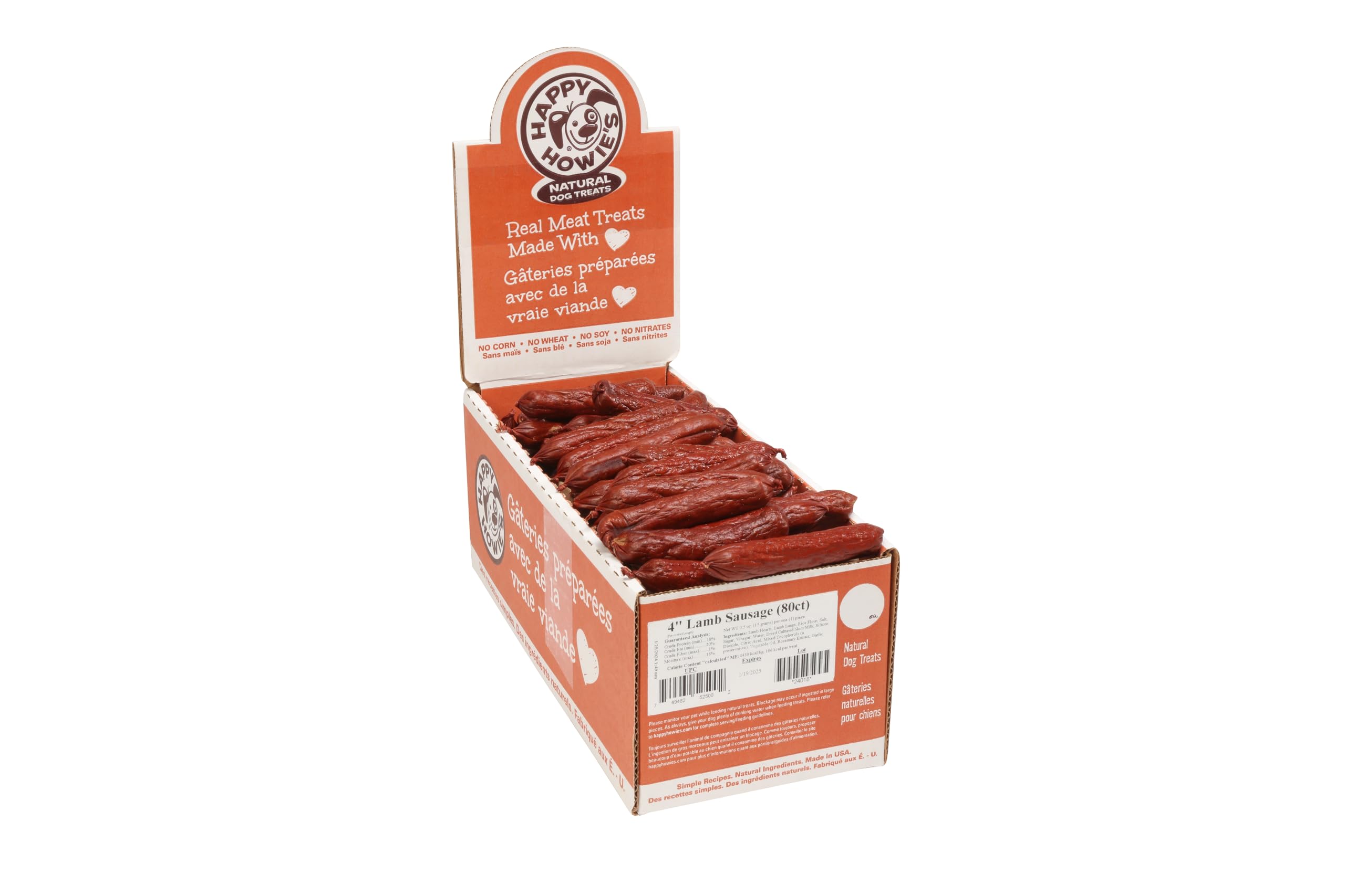 Happy Howie's Healthy Chewy Dog Treats - Slow Cooked Lamb Flavor, Natural Ingredients, Hormone Free - 80 Count Pack for Training & Rewards | Perfect for Puppies & Adult Dogs