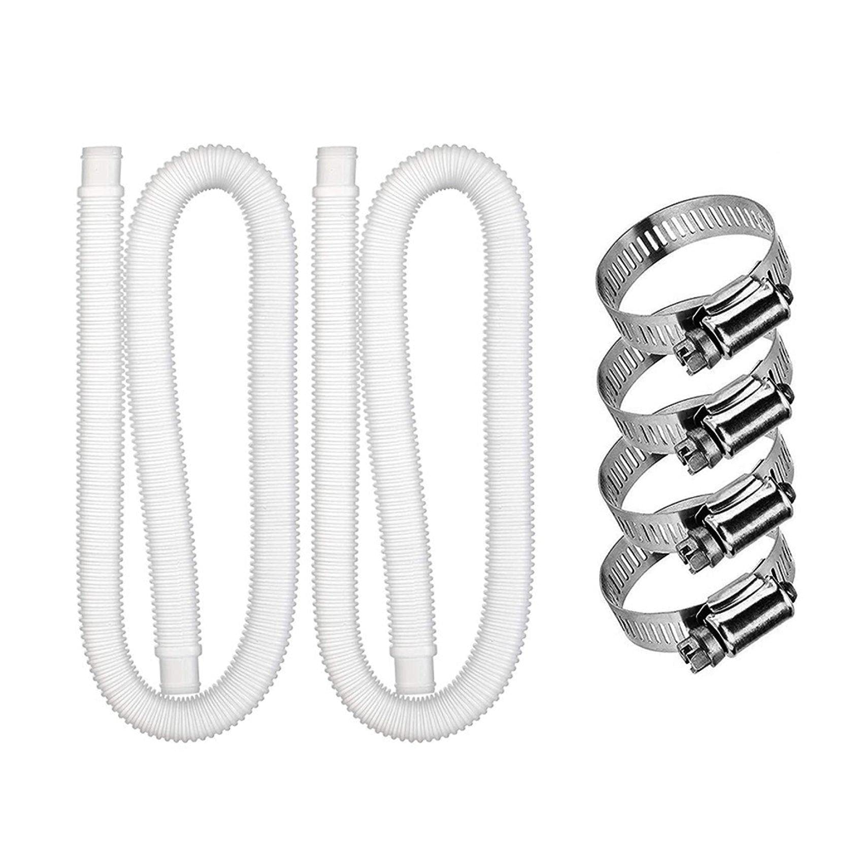 1.25 Inch Replacement Hose for Above Ground Pools - 39 Inch Filter Pump Hose Compatible with #607 & #637 Pump Models - Includes 4 Clamps (2 Pack) - Perfect for Pool Maintenance and Water Circulation Systems