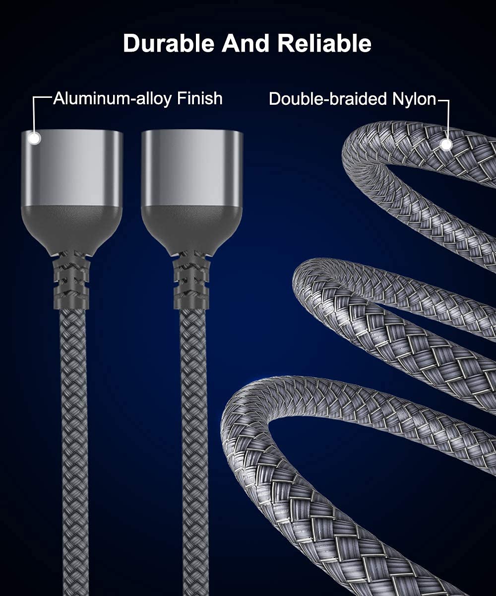 Basesailor USB C to Dual USB A Splitter Cable 1FT - Thunderbolt 3 to USB 2.0 OTG Adapter for iPhone 16/15 Pro Max, MacBook Pro, iPad Air 5/4, Mini 6, Surface, Galaxy S24 - Charge & Sync 2 Devices Simultaneously for Home, Office & Travel
