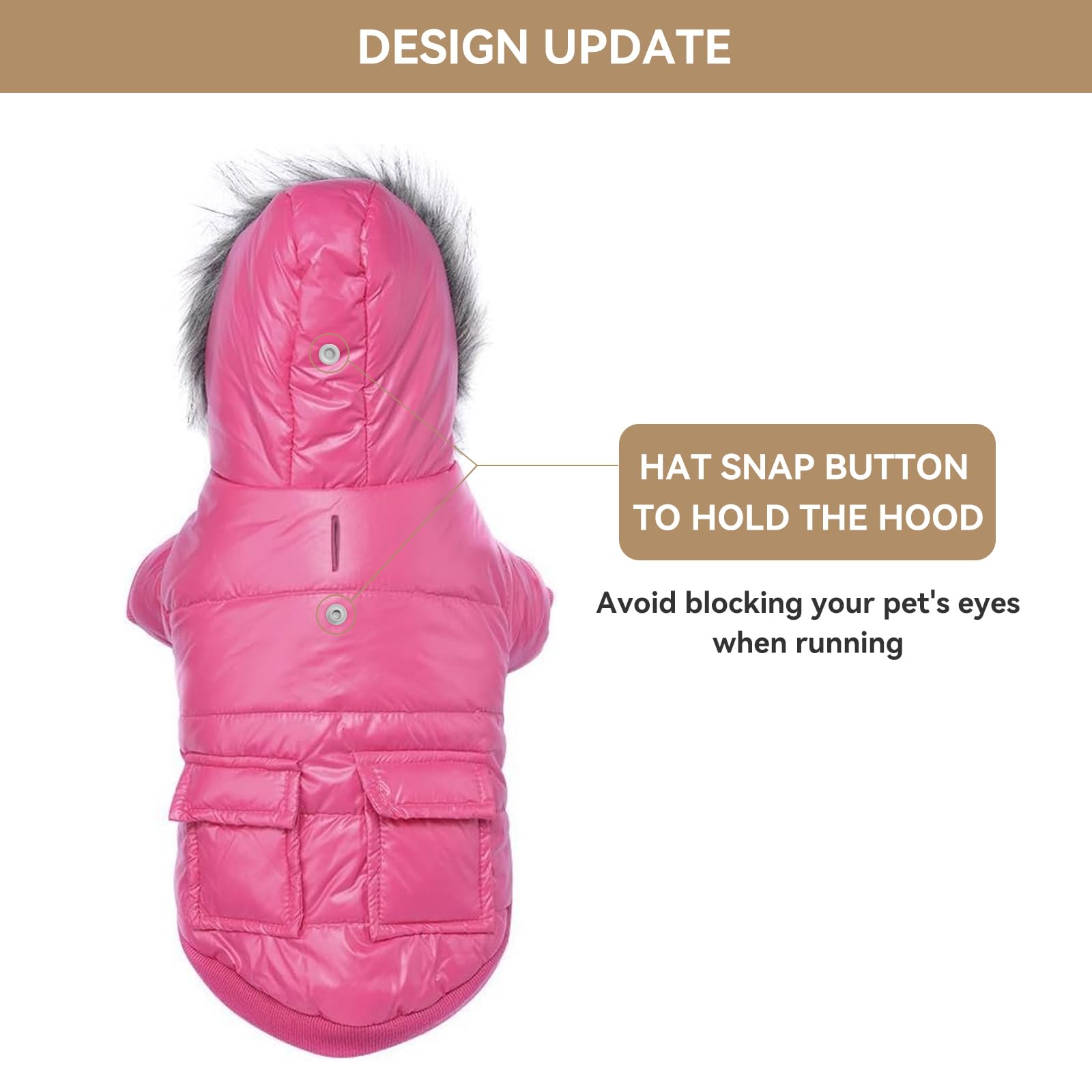 Lesypet Warm Windproof Puffer Dog Jacket for Small Dogs & Puppies - Winter Coat in Pink XXL - Perfect for Cold Weather Walks & Outdoor Adventures