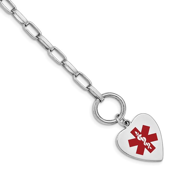 925 Sterling Silver Engraveable Heart Love Medical Alert ID Bracelet - Personalized Name Bar for Allergies & Emergency Info | Perfect for Healthcare Workers, Seniors & Special Needs