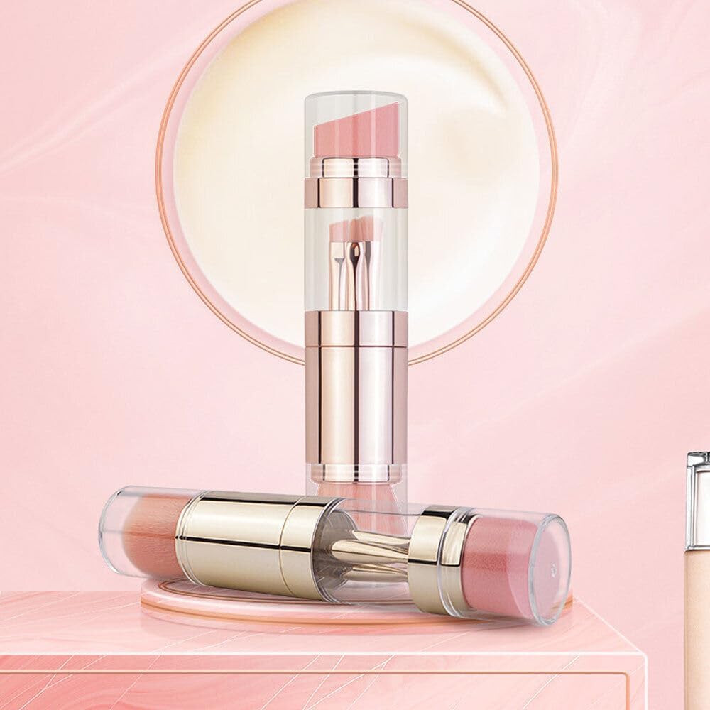 SHOPECOM 5-in-1 Mini Makeup Brush Set with Travel Case - Synthetic Bristles Face & Eyeshadow Brush Kit for Powder, Blush, Eyeshadow & Lipstick - Perfect for Travel, Daily Makeup & Professional Use