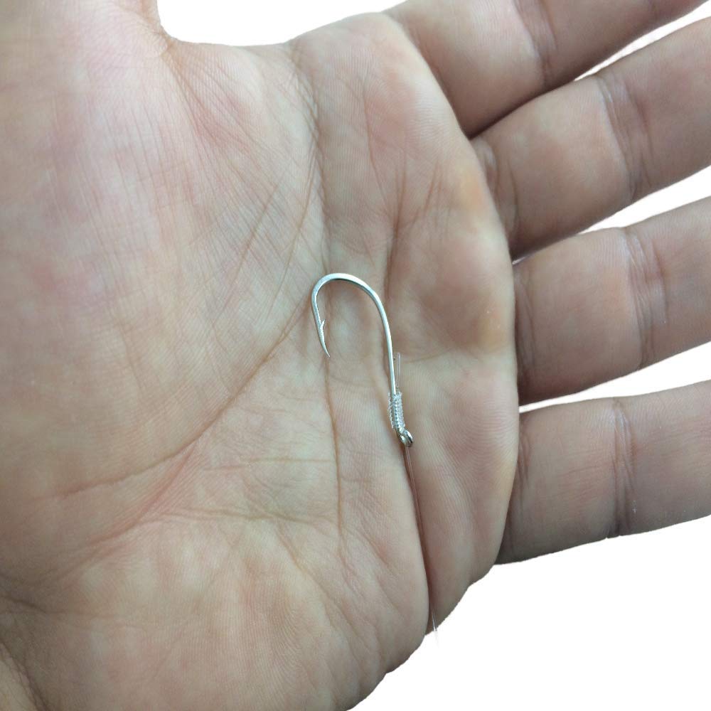 Premium Damascus High Carbon Steel 20+5 Piece Fishing Hook Set with Fluorocarbon Coated Line - Snelled Hooks with Leader for Bass, Trout, and Saltwater Fishing - Ideal for Freshwater & Ocean Angling