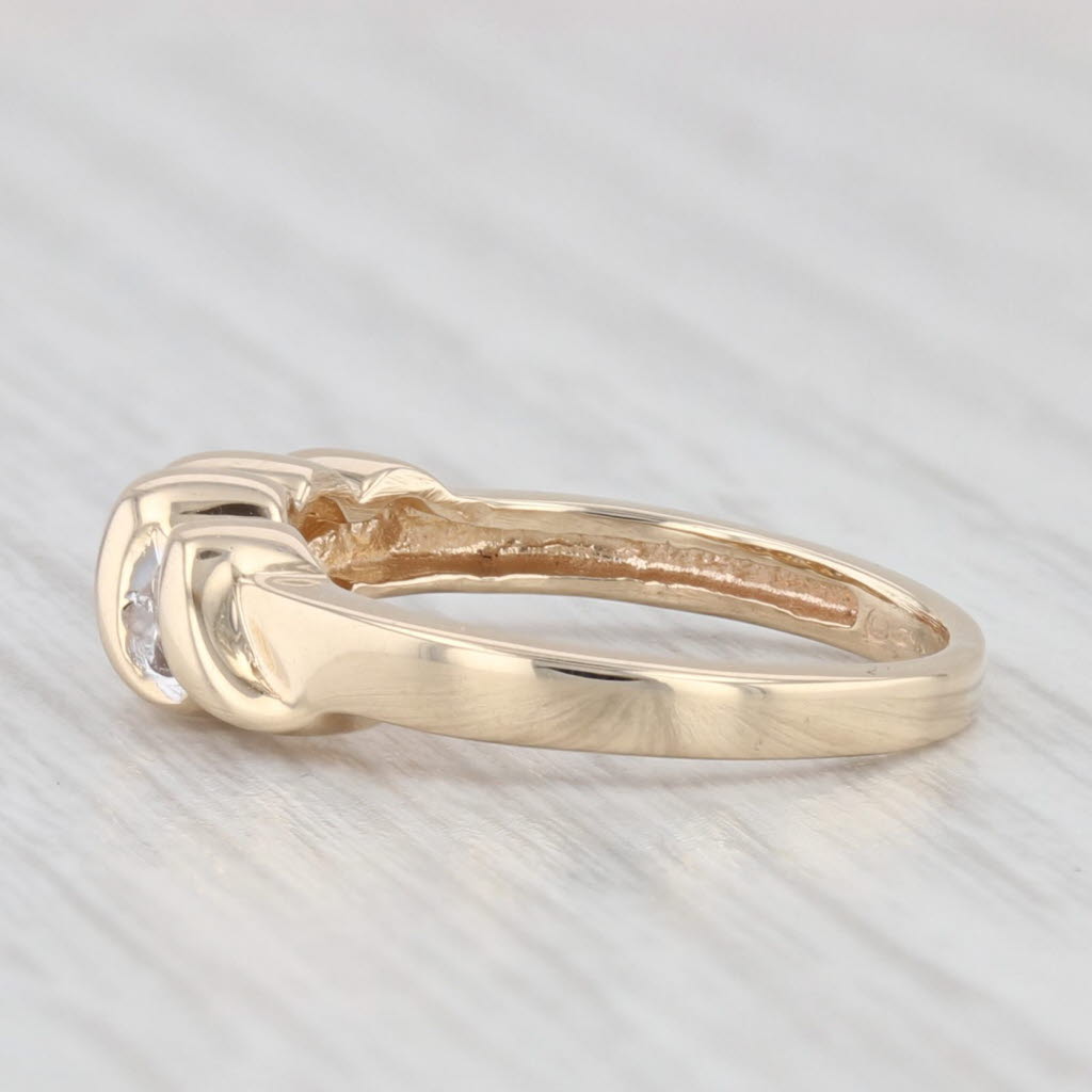0.25 Carat Diamond Three Stone Ring 14K Yellow Gold Size 4 Stackable Wedding Band for Women - Perfect for Engagement, Anniversary Gift & Everyday Wear