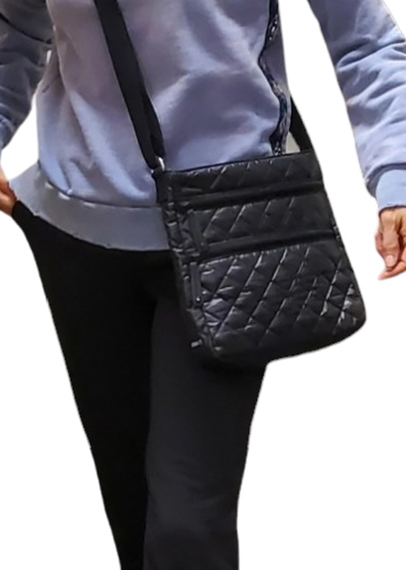 Quilted Crossbody Bag - Black, Ultra Lightweight, Water Repellent & Stain Resistant - Perfect for Travel, Shopping & Everyday Use