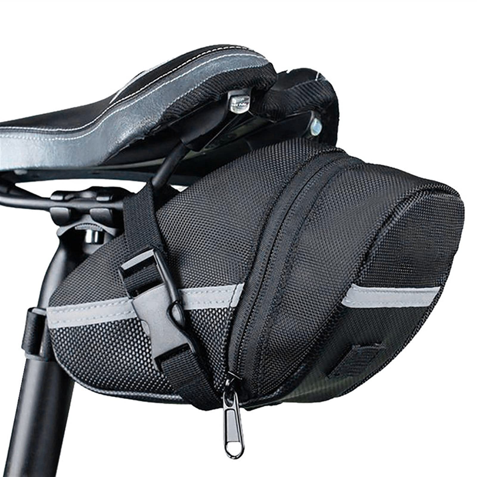 **YUNSI Waterproof 3-Color Nylon Bike Saddle Bag - Rear Seat Cycling Storage Pouch for Bicycle Accessories (Black) - Perfect for Commuting, Touring & Outdoor Adventures**