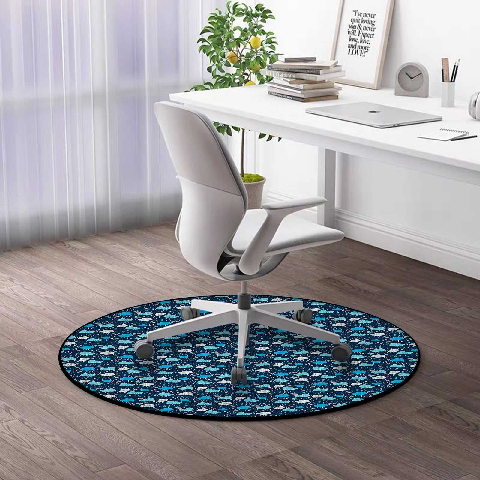 3FT Round Outdoor Rug - Colorful Doodle Design Non-Slip Floor Mat for Home Office, Desk Chair Protection - Perfect for Patio, Study & Workspace Decor