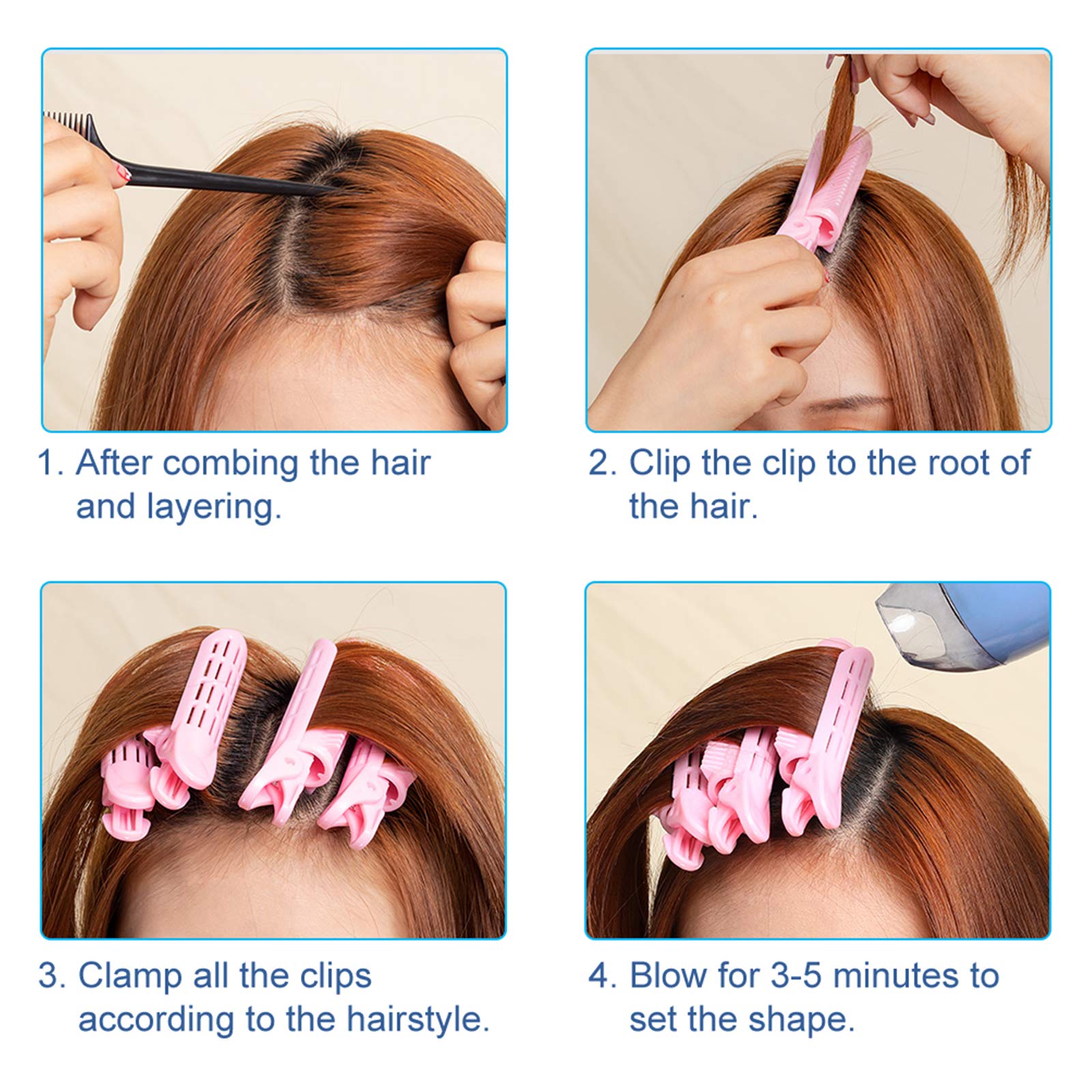 SUPERFINDINGS 12pcs Natural Fluffy Hair Clips for Women - 4.13x1.18x0.94 Inch Light Salmon Volumizing Root Clips with Self-Grip | Perfect for Styling, Updos, and Adding Volume to Thin Hair