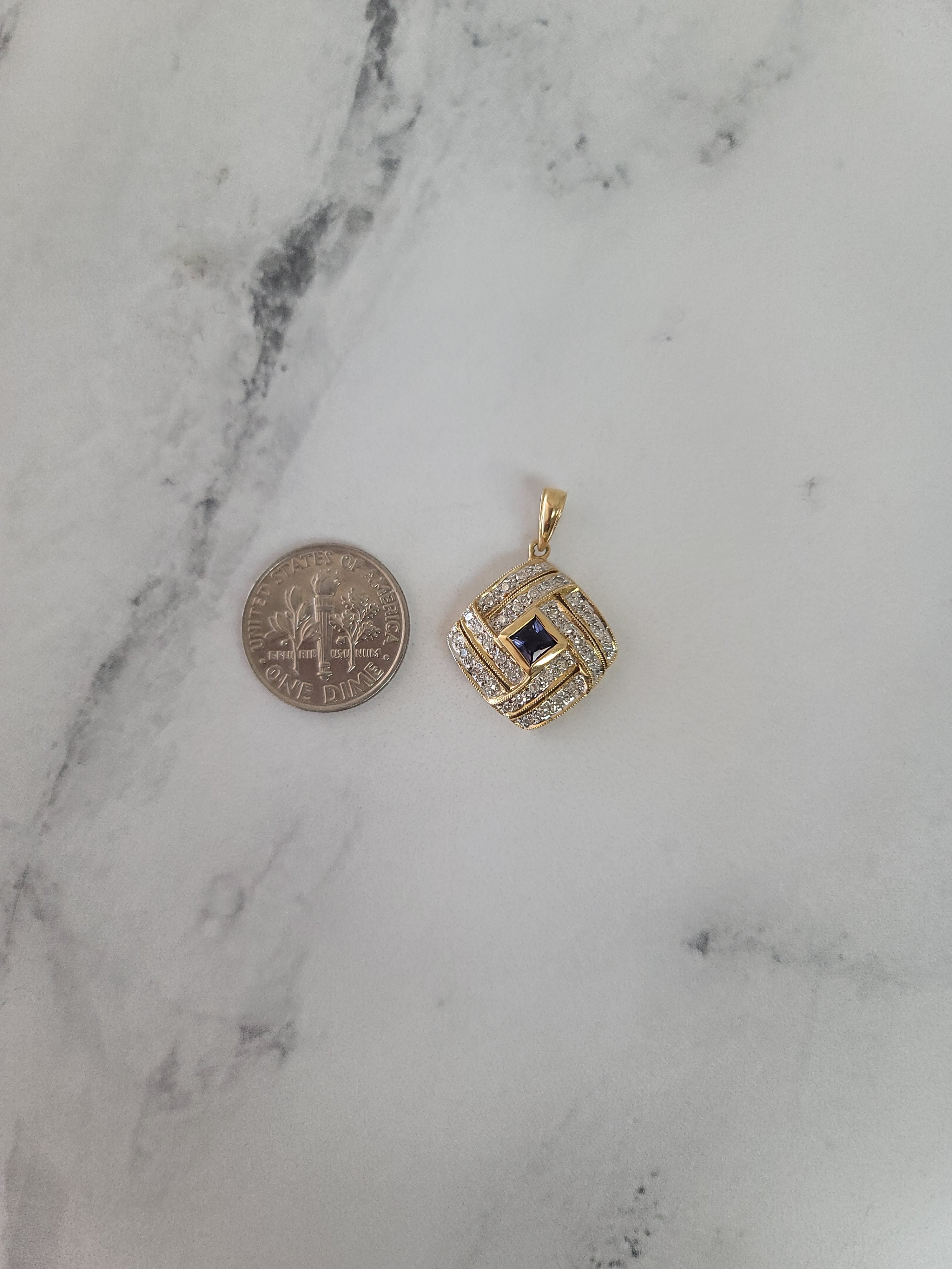 Iolite Diamond Pave Pendant .55cttw 14k Yellow or White Gold Necklace - Elegant Jewelry Gift for Women, Perfect for Anniversaries, Birthdays & Special Occasions