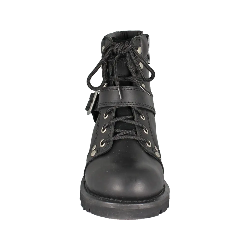 Ride Tec Women's 6 Inch Lace Up Motorcycle Boots - Black Leather Biker Boots for Riding & Casual Wear | Waterproof & Comfortable for Long Rides