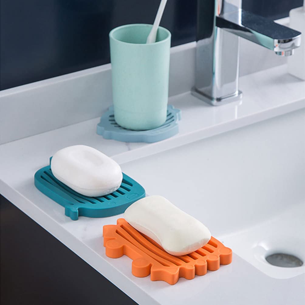 HEMOTON 3-Piece Hollow Soap Dish Set with Drain - Non-Slip Soap Holder for Bathroom, Shower, Kitchen & Laundry Room - Perfect for Shower Caddies, Vanity Organizers & Sink Countertops