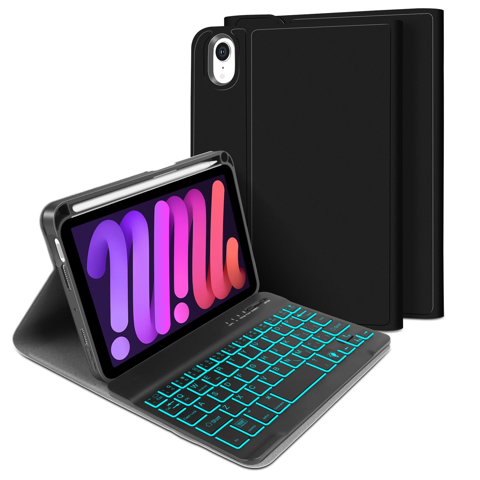 XIWMIX iPad Mini 6 Keyboard Case 2021 - Detachable Backlit Bluetooth Keyboard, Slim Leather Smart Cover with Pencil Holder for iPad Mini 6th Gen 8.3 Inch | Perfect for Work, Study & Travel