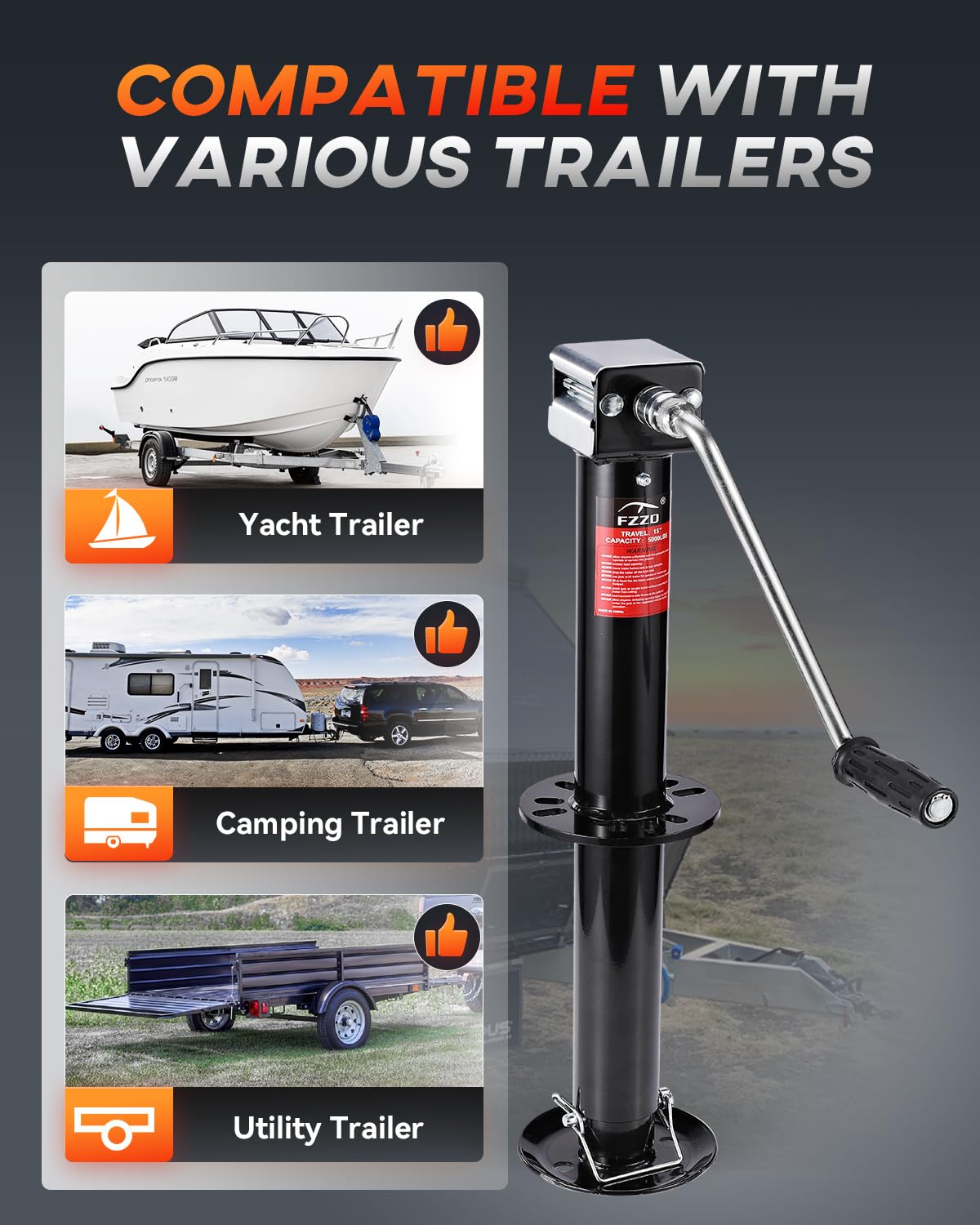5000 lbs Heavy Duty A-Frame Trailer Jack with 23