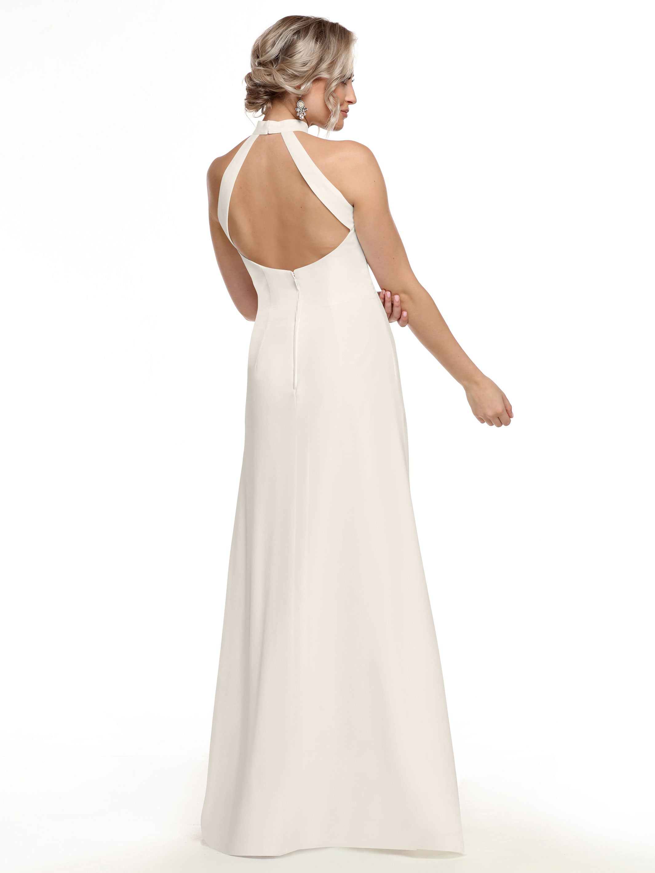 Elegant 80138 Chiffon A-Line Bridesmaid Dress with Keyhole Halter Neckline - Perfect for Weddings, Formal Events & Special Occasions