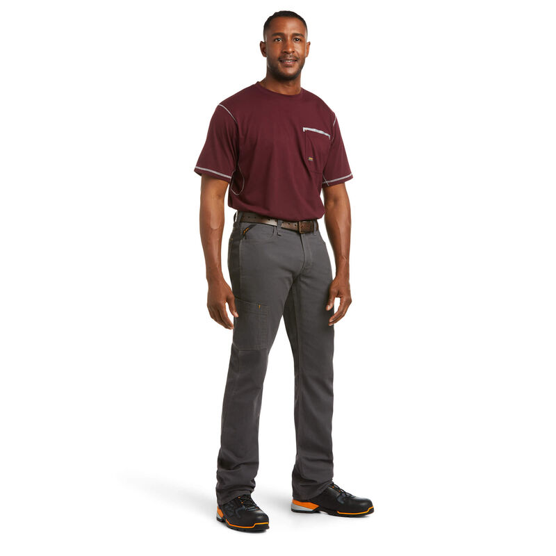 Ariat Men's Rebar M4 Low Rise DuraStretch Stackable Straight Leg Work Pants - Rebar Grey | Durable & Comfortable for Construction, Farming & Outdoor Work