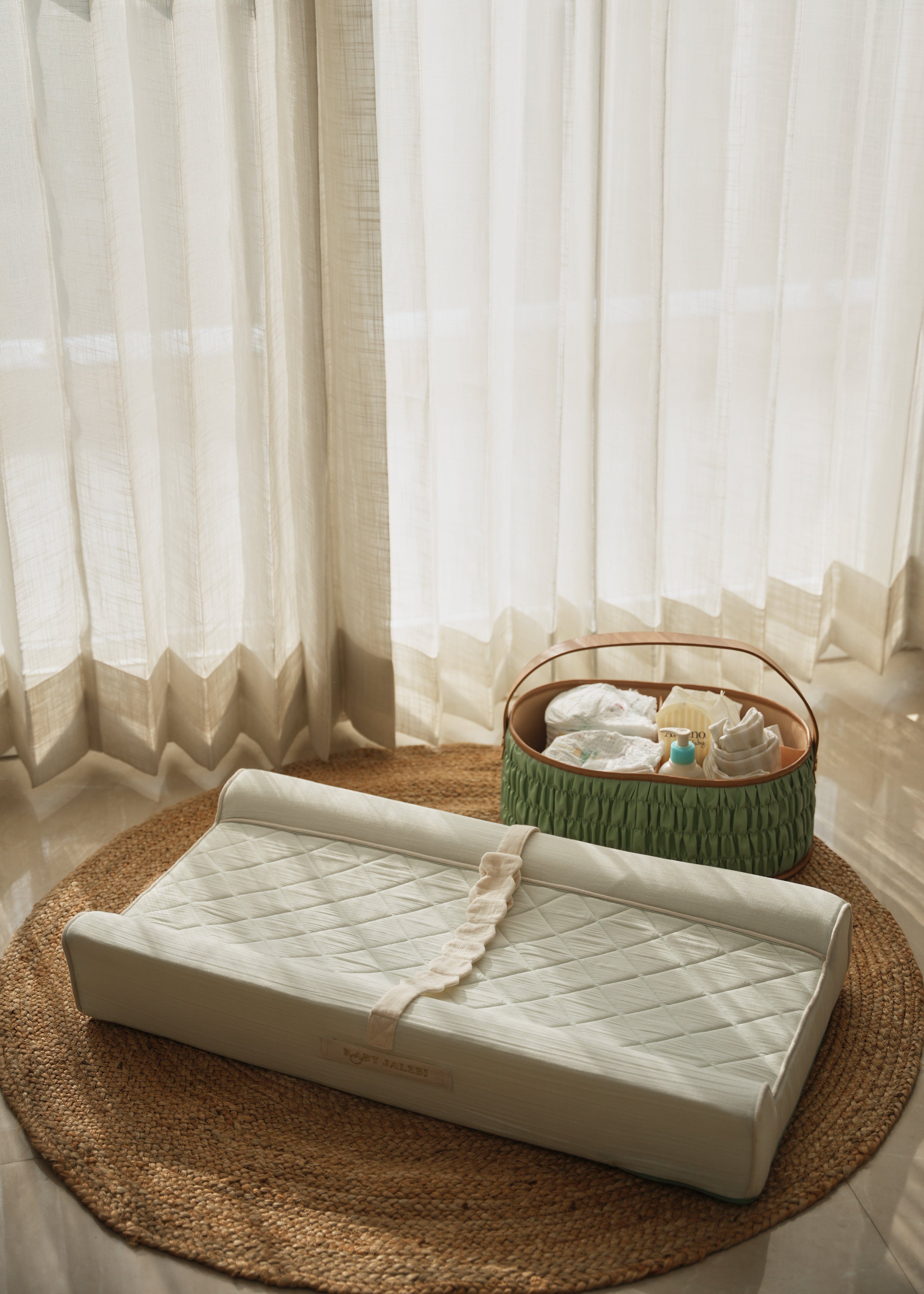 Dune Diaper Caddy Organizer - Mint Green Baby Essentials Storage for Nursery, Changing Table & On-the-Go | Perfect for Diapers, Wipes & Baby Care Items